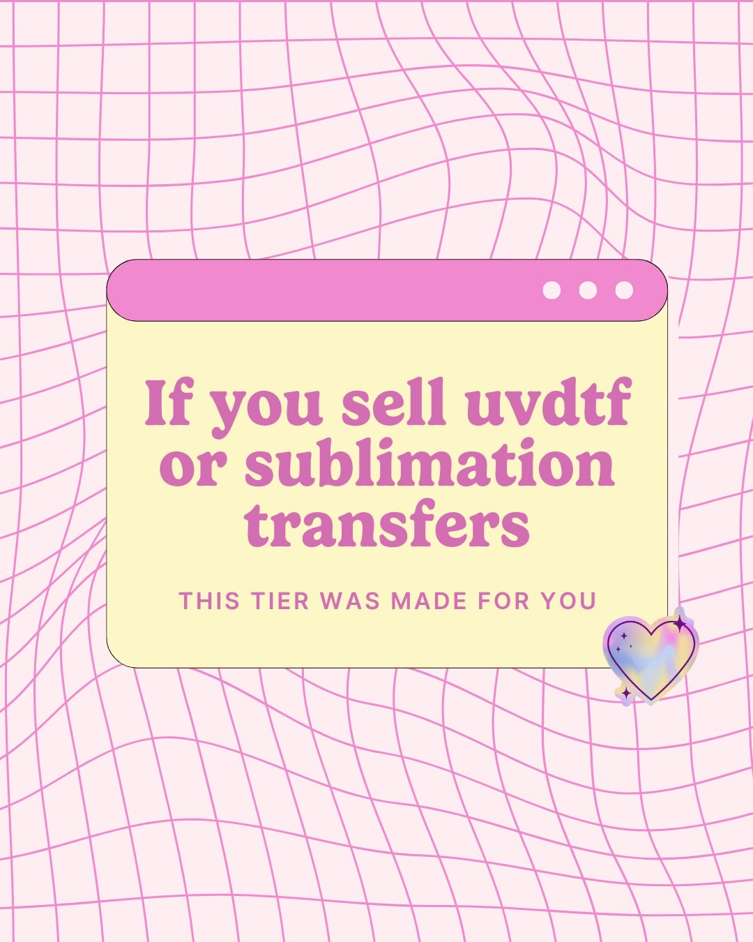 calling all transfer sellers who are tired of hunting down files 🔊
I made this for u 🫴🏼
my members can also request whatever they want- they run the show! (which is usually me giving 5 colour options for a design and every comment saying “all of them”)
the patreon is more than just a file membership; its a community I’ve worked really hard in and on since 2020. come hang☺️💗
comment patreon for more details if I haven’t convinced u yet
#uvdtf #sublimation #transfersheets #sellers