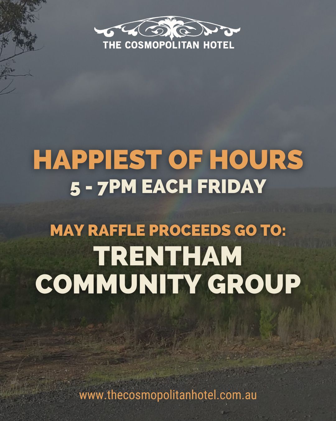 The Trentham Community Group is our May charity partner for the Friday night meat raffle - grab your tickets at the bar between 5–7pm each Friday to go in the running and know your money's going to a great local cause.
#cosmotrentham #trenthamvictoria #communitymatters #macedonranges #thecosmopolitanhotel