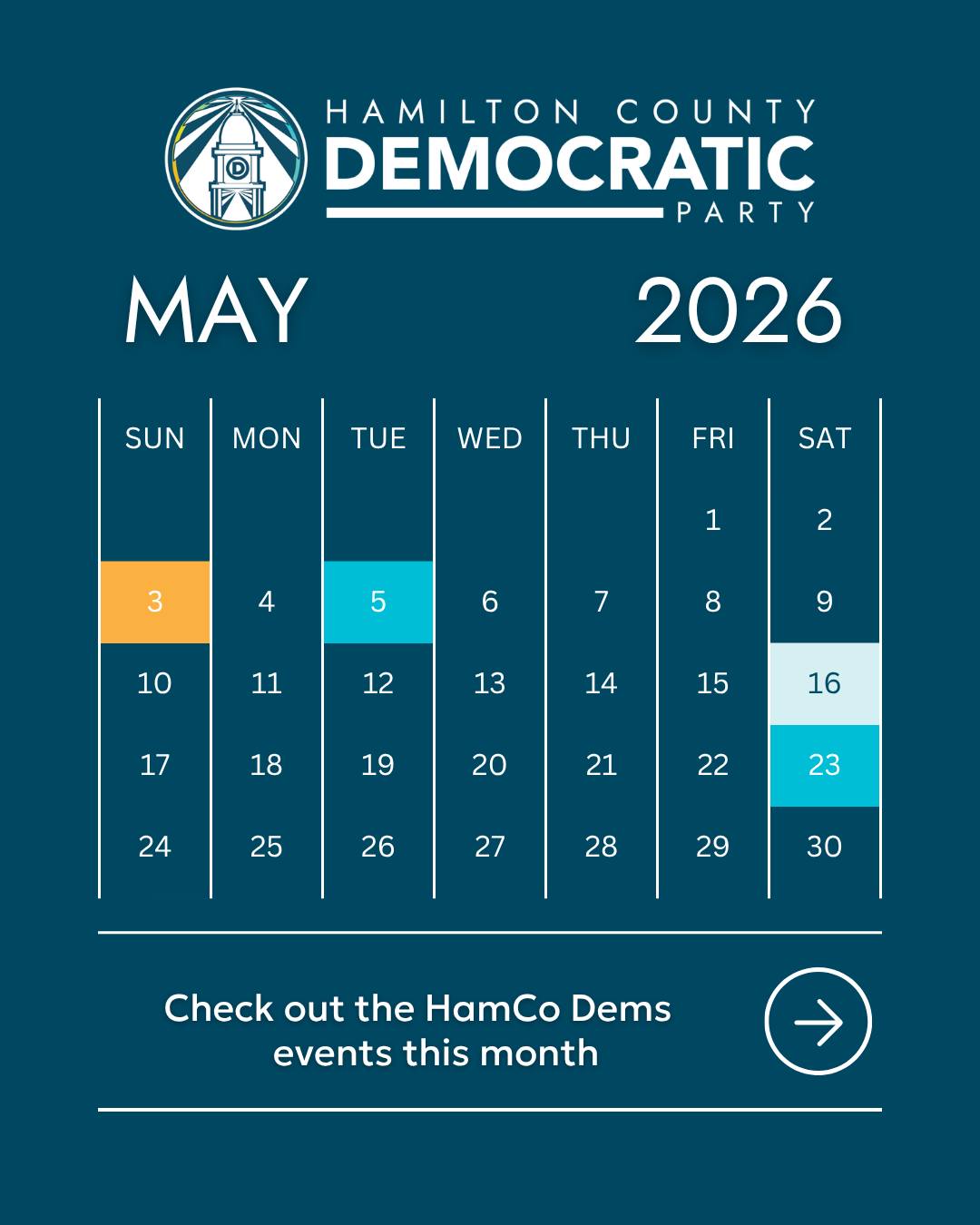 Here is your #HamCo Monthly Calendar. We hope to see you at one of these events.