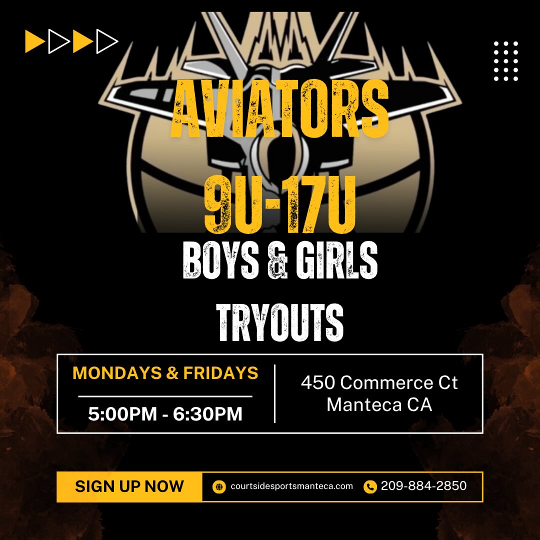 Are you ready for your game to take off??? Come join the Manteca Aviators!!! Open Tryouts today @ 5pm!