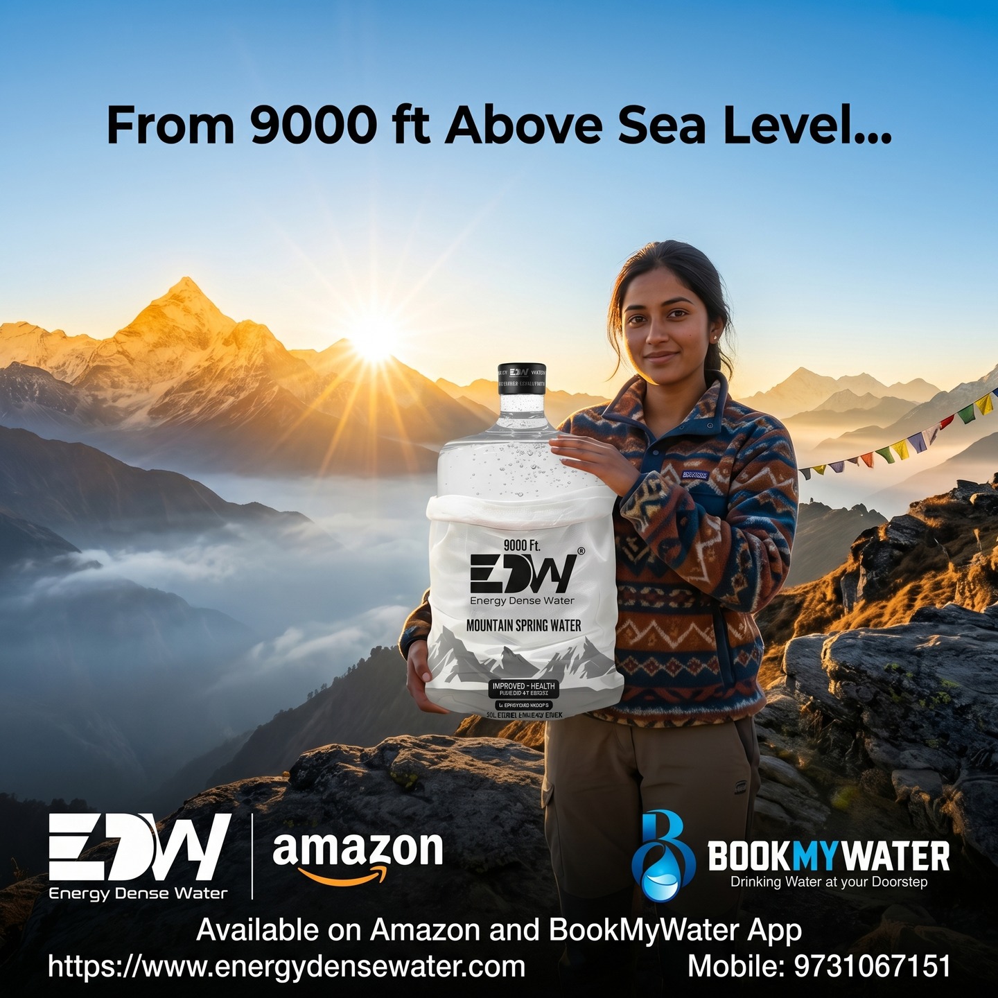 20 liter water can, Himalayan spring water India, natural mineral water 20L, packaged drinking water Bangalore, bulk water delivery, pure drinking water 20 litre, premium water brand India, mountain spring water 9000 ft, home water delivery India
Naturally filtered, mineral-rich water sourced from pristine Himalayan ranges. Now available on Amazon & BookMyWater App.
“From 9000 ft Above Sea Level…” 💧
Pure. Pristine. Powerful.
Stay hydrated with nature’s finest 20L Mountain Spring Water.
🛒 Available on Amazon & BookMyWater
🌐 www.energydensewater.com
📞 9731067151