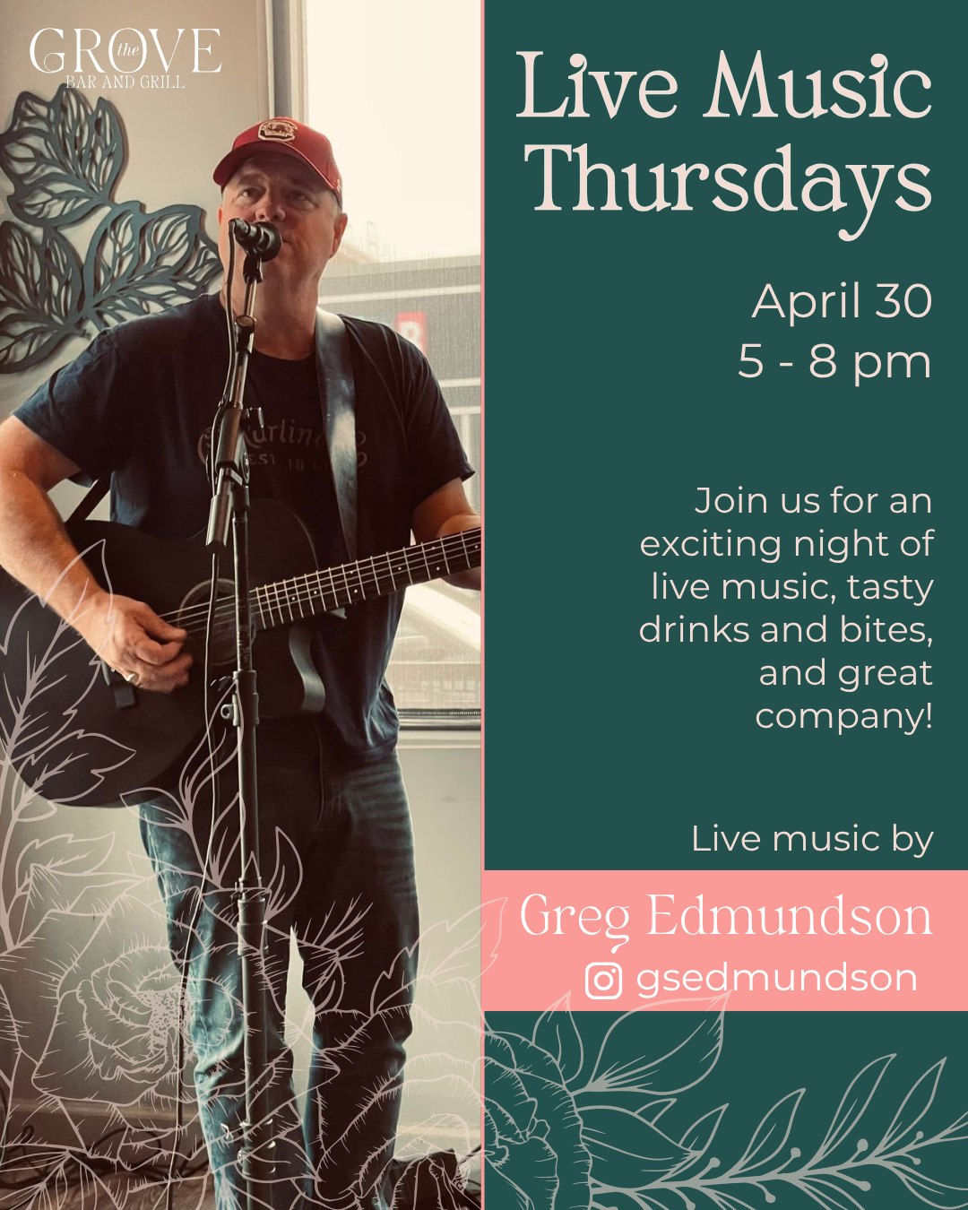 @gsedmundson is back tomorrow night for Live Music Thursdays! @cabinjohnvillage #potomacmd
