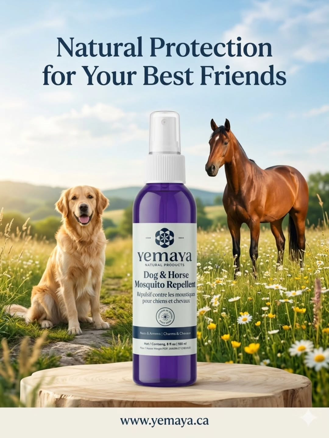 YEMAYA NATURAL PRODUCTS ALL NATURAL DOG AND HORSE MOSQUITO REPELLENT PROTECT YOUR ANIMALS THE NATURAL WAY
Our specialized outdoor spray is proudly handcrafted on organic land in Ontario, Canada.
This formula is designed to give your dogs and horses the gentle, toxin-free protection they deserve.
Our unique blend of botanical ingredients provides a refreshing, woodland-inspired scent that effectively guards against pests without any harsh chemicals or sticky residue.
Keep your outdoor adventures enjoyable and your animals comfortable all season long.
Nurtured by Nature, Proven by Results.
Discover nature's healing power and shop online today. Visit our website at www.yemaya.ca #dog #horse #pet #natural #YemayaNaturalProducts