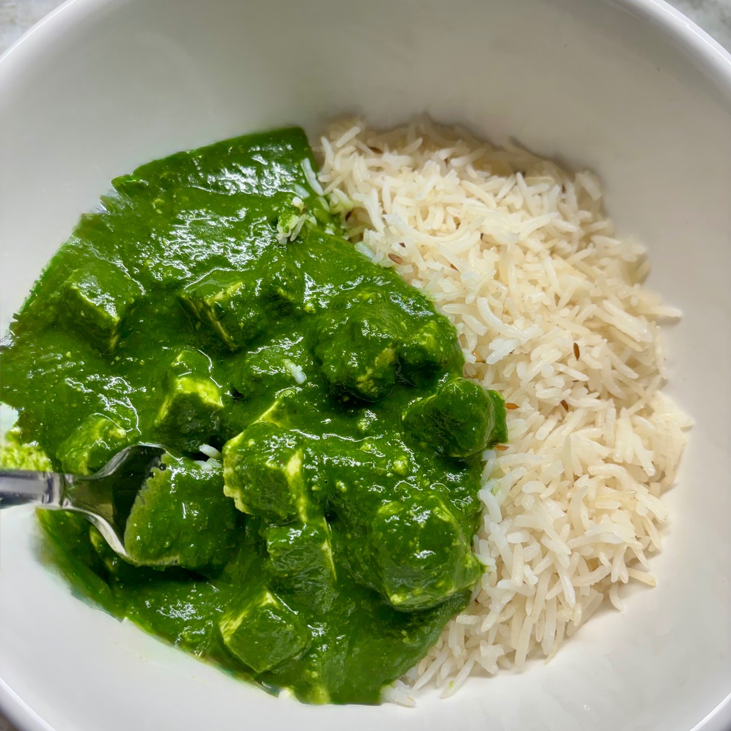 Saag paneer is on the menu this week. Homemade paneer crafted from local milk and fresh spinach are what make it my top seller.