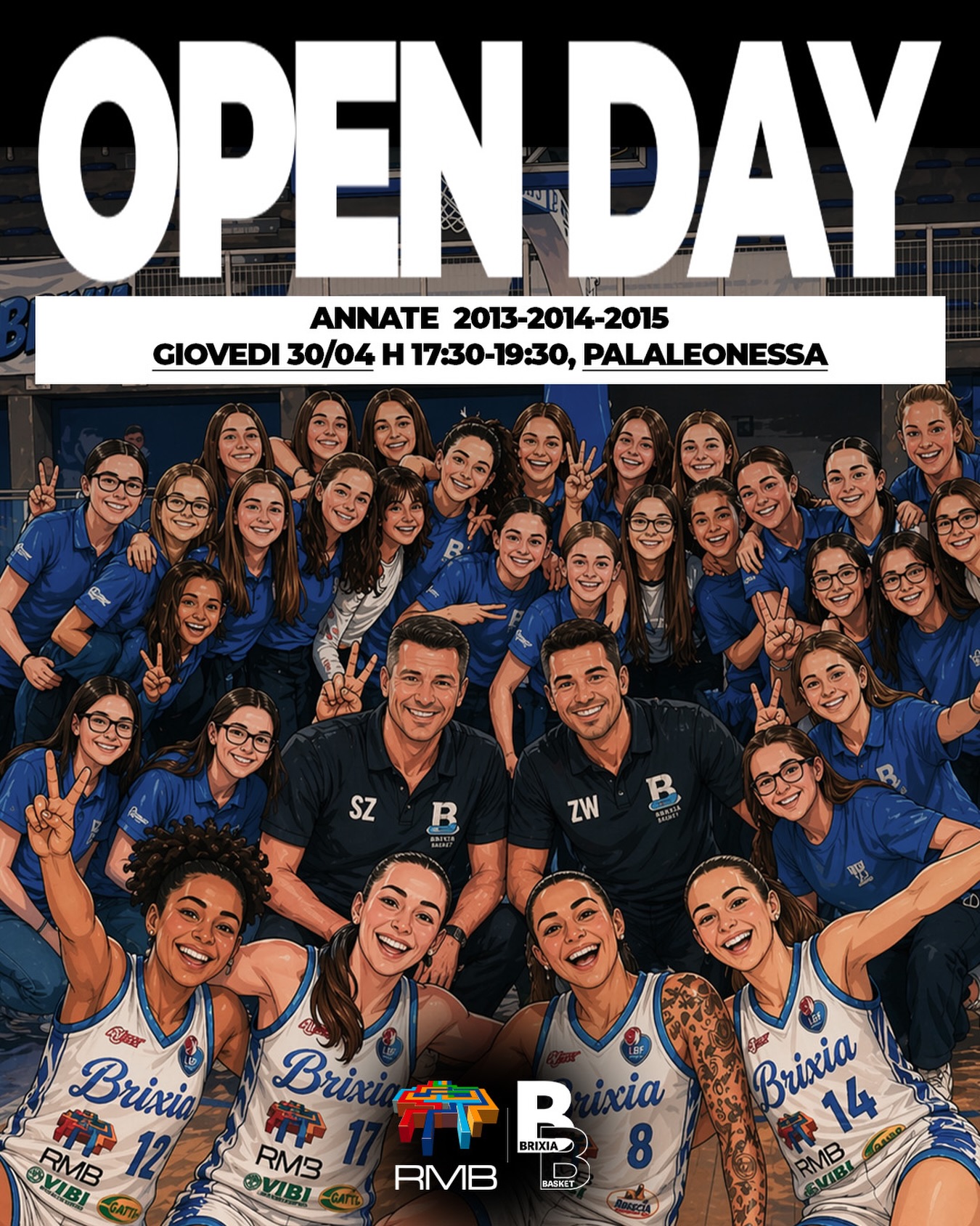 🔥 OPEN DAY Brixia Basket 🔥
🏟️ AL PALALEONESSA DI BRESCIA 🏟️
Il cuore del basket cittadino apre le porte… e questa volta il campo è tutto per voi 🏀
📅 Giovedì 30/04
⏰ 17:30 – 19:30
Se sei nata nel 2013/2014/2015, vieni a provare, divertirti e scoprire l’ambiente Brixia 💙
✨ Ospiti speciali dalla Serie A1:
Marzia Tagliamento
Allanis Delboni
Lucrezia Scalvini
Martina Crippa
Una giornata per giocare insieme, imparare… e innamorarsi del basket 🏀✨
🚨 Porta le tue amiche e vieni a provarci:
ci vediamo al PalaLeonessa‼️ 💥
#wearebrixia