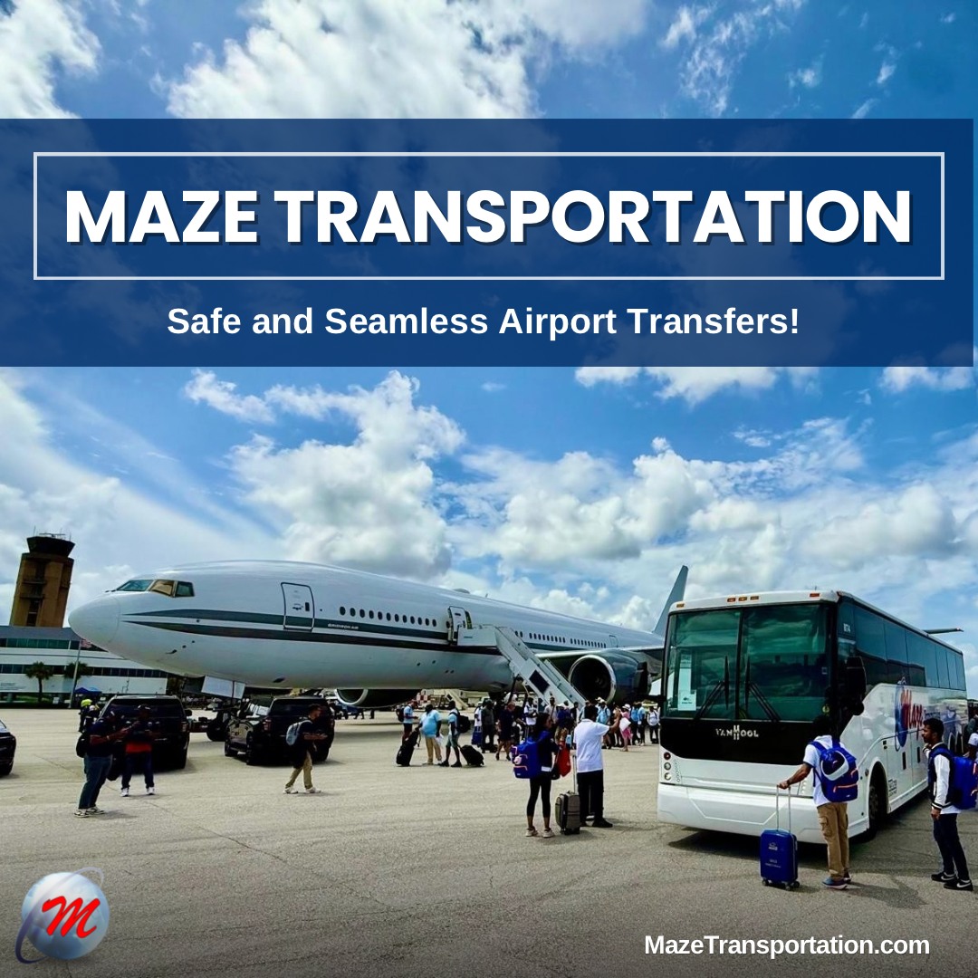 The ride starts the moment you land. 🛬 Safe, reliable, and always on time — that’s the Maze promise. #MazeTransportation #AirportTransfers #CharterBus #CentralFlorida
