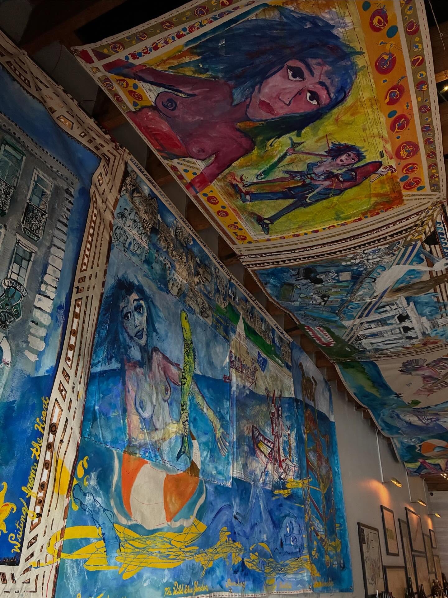 Tonight, artist @michelleseay3 celebrates the opening of her solo show at @stemsandskins. Her installation transforms the entire restaurant! Join us at 6 PM to experience her beautiful work and meet the artist.