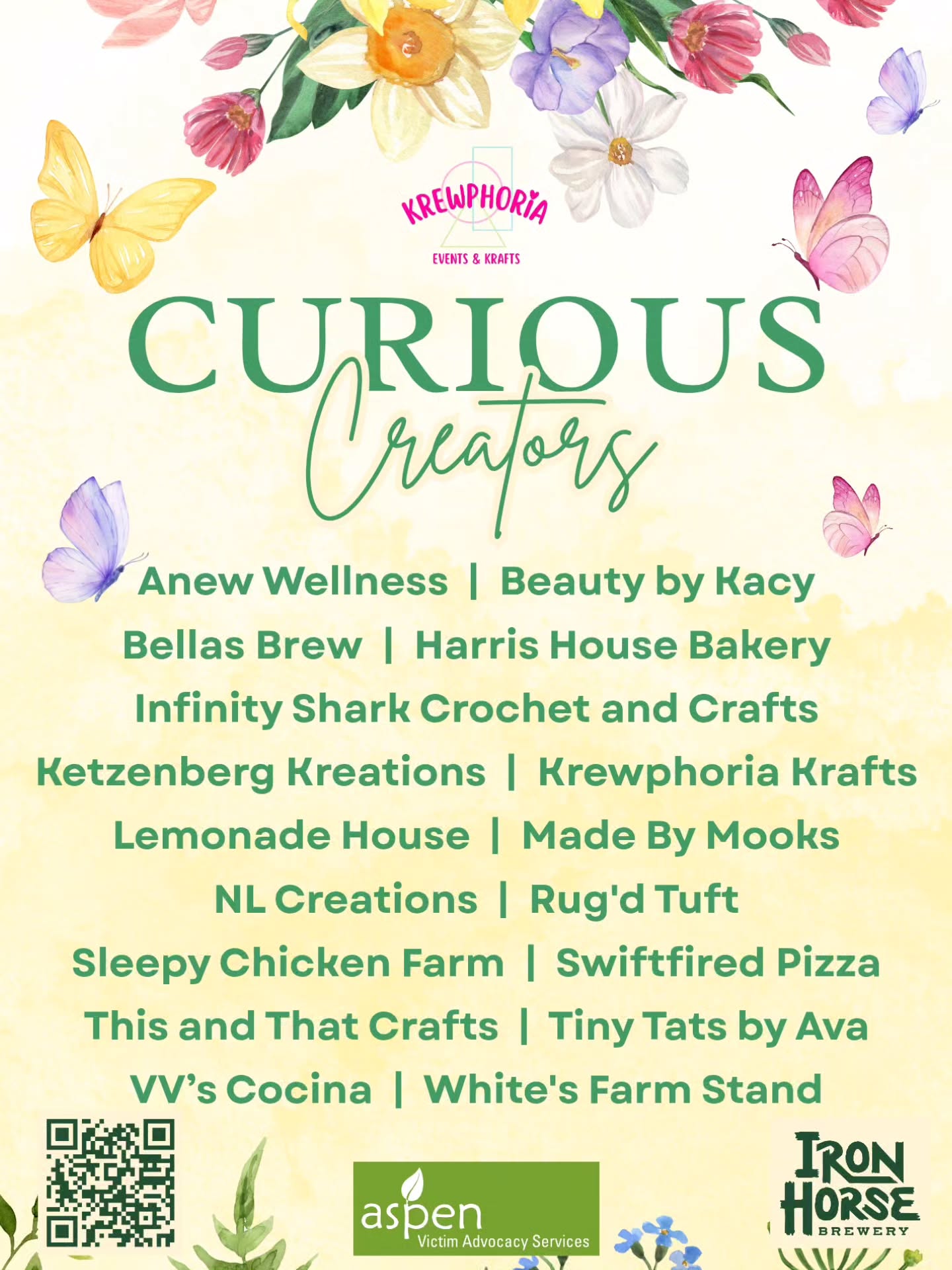 🐇 One week until Curious Creations! 🫖
We’re getting everything ready to transform Iron Horse Brewery into a whimsical Wonderland, filled with handmade goods, delicious bites, and all kinds of curious treasures waiting to be discovered! 🍄✨️
🎟 Our gift basket raffle will be packed with items from each vendor, with all proceeds going to Aspen Victim Advocacy Services. 💚
Step through the looking glass with us next weekend… 🪞
.
.
.
#CuriousCreationsMarket #KrewphoriaEvents #KrewphoriaKrafts #EllensburgEvents #IronHorseBrewery