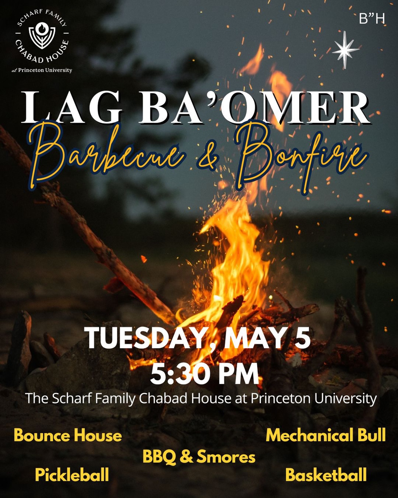Join us for some Lag Ba’Omer fun! 🏀🐂🕺🪩🤸♀️🌟#chabad #princeton #lagbaomer🔥 #chabadoncampus