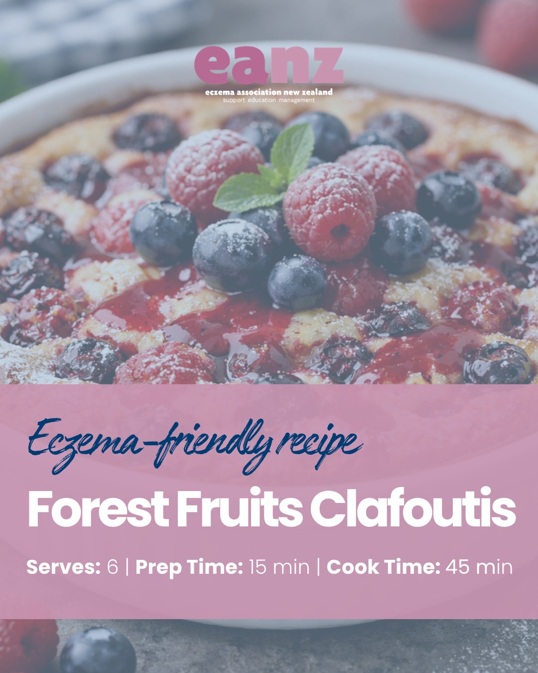 Warm, fruity and so easy to make 💜
This Forest Fruits Clafoutis is a delicious gluten free dessert made with mixed berries, coconut milk and a light cinnamon batter. It feels a little fancy, but it is actually very simple to prepare and perfect for sharing.
If you are looking for a comforting bake that is ready in under an hour, this one is well worth saving.
Save this recipe for later!
As with all foods, individual triggers can vary. If you or your child have food sensitivities, adjust ingredients as needed.
#eczema #eczemasupport #eczemarecipe