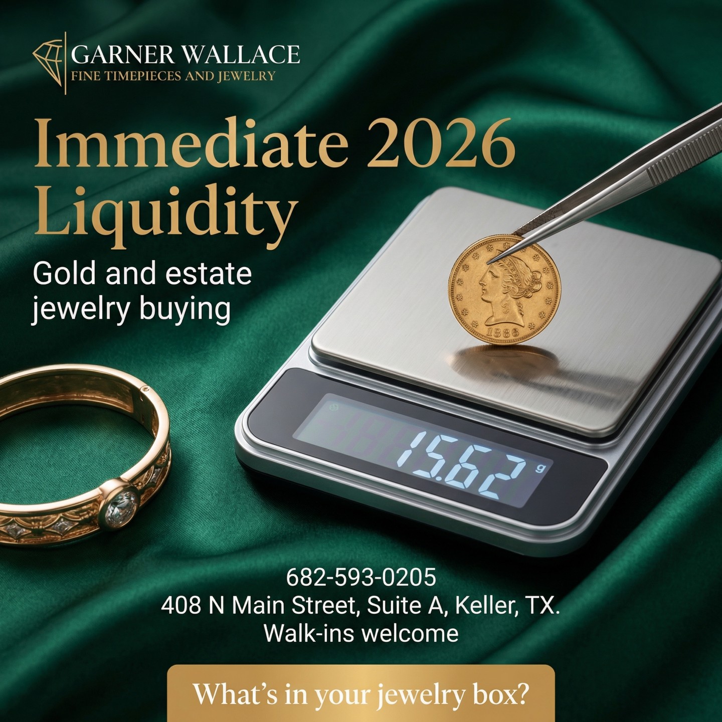 Turn your unworn estate jewelry into immediate liquidity. Garner Wallace provides a secure, private environment for selling your vintage jewelry and high-end watches. As a direct buyer—not a broker—we offer top market value for designer brands and heirloom pieces. Our evaluation process is transparent, allowing you to unlock the true 2026 value of your collection instantly.
Visit us at 408 N Main St A or call 682-593-0205 to learn more. Your treasures deserve a second chance
#customjewelry #handmadejewelry #uniquejewelry #jewelrydesigner #personalizedjewelry #artisanjewelry #gemstonejewelry #gemstones #naturalgemstones #statementjewelry #fashionjewelry #finejewelry #watchrepair #watchmaker #luxurywatches #watchesofinstagram #horology #watchcollector #vintagewatch #rolex