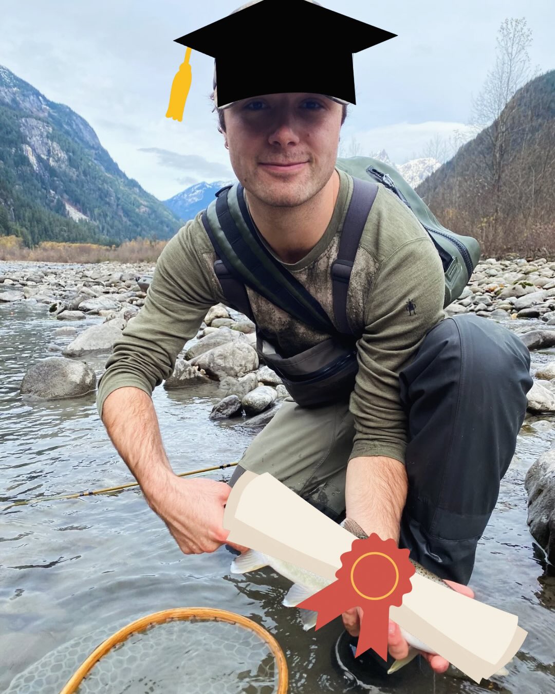 Last week we celebrated Critty defending his masters thesis! We couldn’t be more proud 🥹
His work looked at how forest harvest patterns affect stream temperatures in the North Thompson, in partnership with Dr Doug Braun. This project had some challenging field conditions and complex models but he made it look easy.
Congratulations Critty!