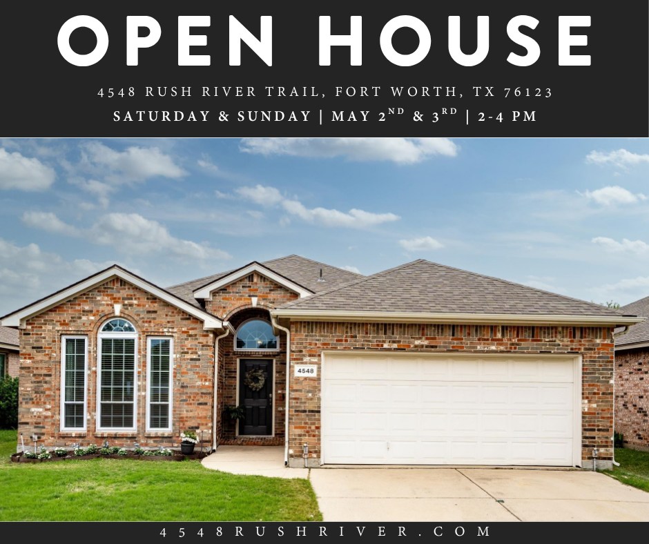 🏡✨ New Listing + Open House Weekend!
Welcome to 4548 Rush River Drive — officially live and ready for its next chapter. This inviting home blends comfort, warmth, and thoughtful living spaces that instantly feel like home.
Join us for an Open House:
📍 Saturday, May 2nd | 2–4 PM
📍 Sunday, May 3rd | 2–4 PM
Come walk through, explore the space, and see why this one stands out in person. 🤍
🔗 More details: 4548RushRiver.com
#JustListed #OpenHouse #DFWRealEstate #FortWorthHomes #MagnoliaRealty #StephanieBrowneRealtor #TexasHomes #HouseHunting
