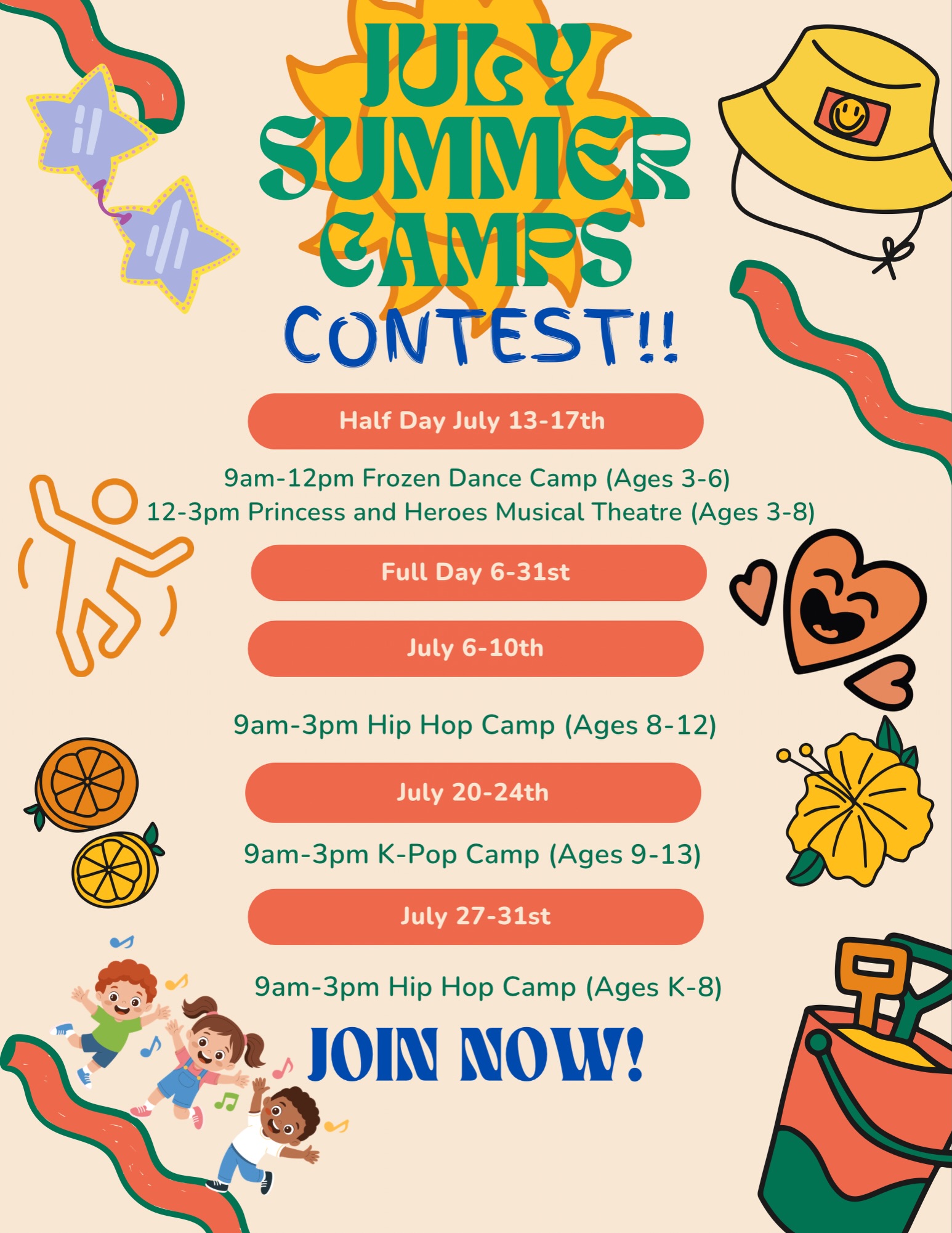 ☀️ 🎉 Summer camp contest 🎉 ☀️
We’re giving away ANY summer camp of your choice! Get your kiddos dancing, on us. Our camps run through July & August- what a fun way to keep your dancers grooving over the summer break! Contest ends May 15th at 8pm, here’s how to enter:
1. Follow us on IG @madetalents
2. Tag a friend in the comments. One tag = one entry
3. Share this post on your IG story & tag us for an extra entry!
Eligibility is open to everyone, and the prize is valid for any single 2026 summer program listed in our post. Winner will be announced via our IG story and sent a DM.
Good luck~ 🧡⛱️🌻🌞
.
.
.
#madetalents #dancecamp #vancouverdance #kidssummercamp