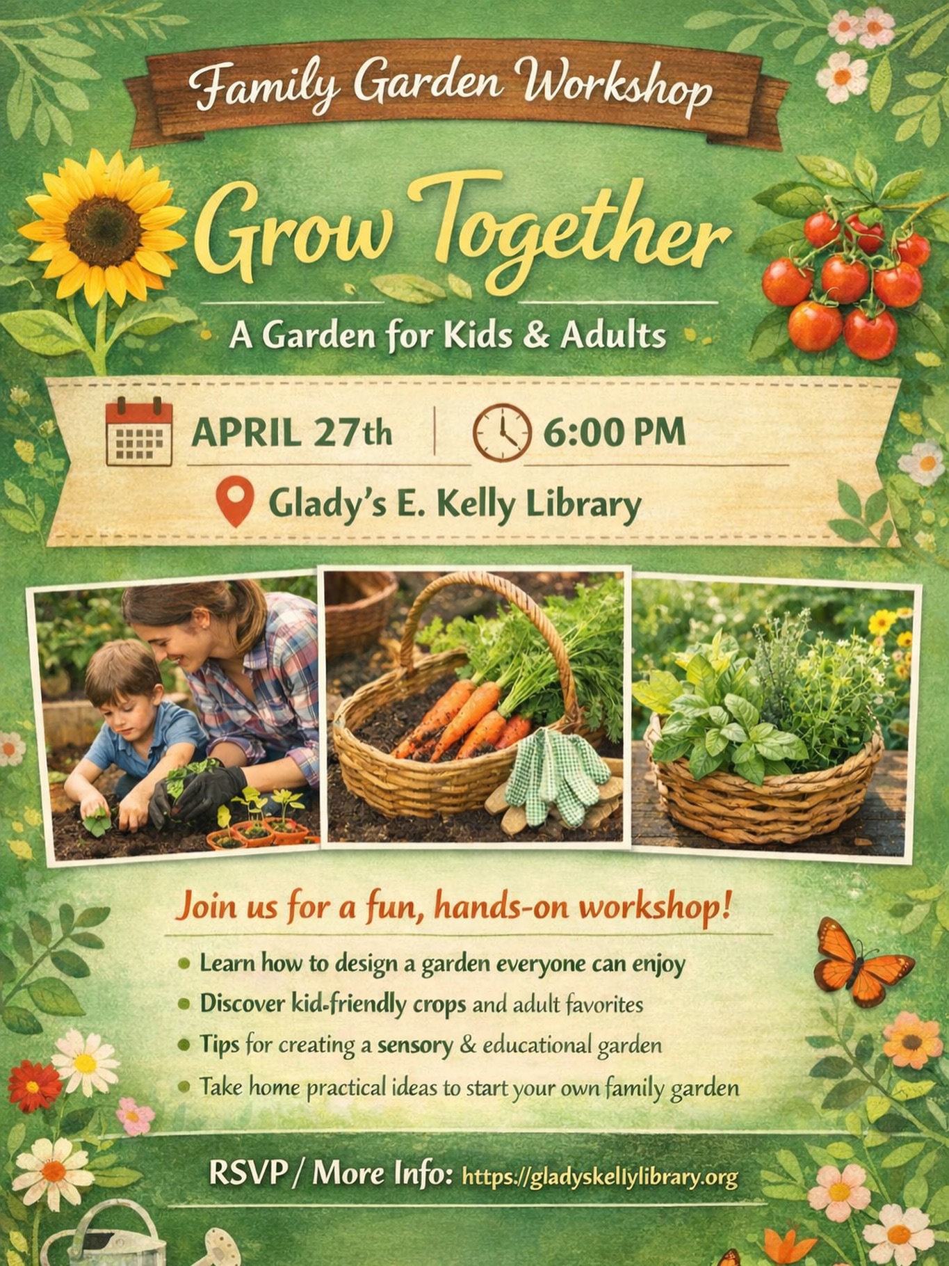 Join us on Monday at the @websterpubliclibrary Glady’s E. Kelly Library in Webster for a free all levels gardening talk! We’ll talk about starting your own garden, and then you’ll even be able to take home your own potted seeds for your garden.