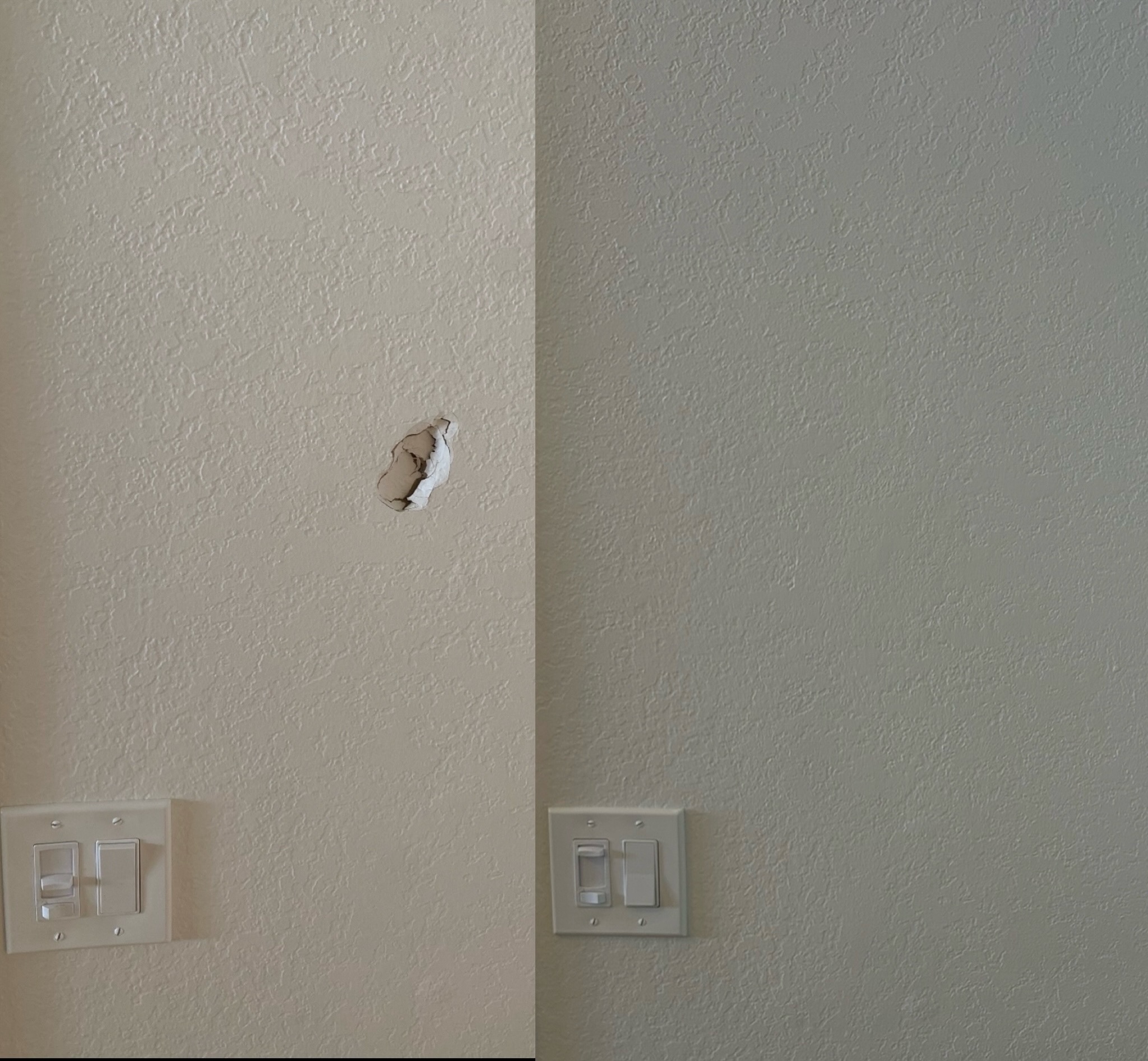 Before and after golfball size drywall patch with texture
#handyman #handymanserice #handymanservices #santabarbara