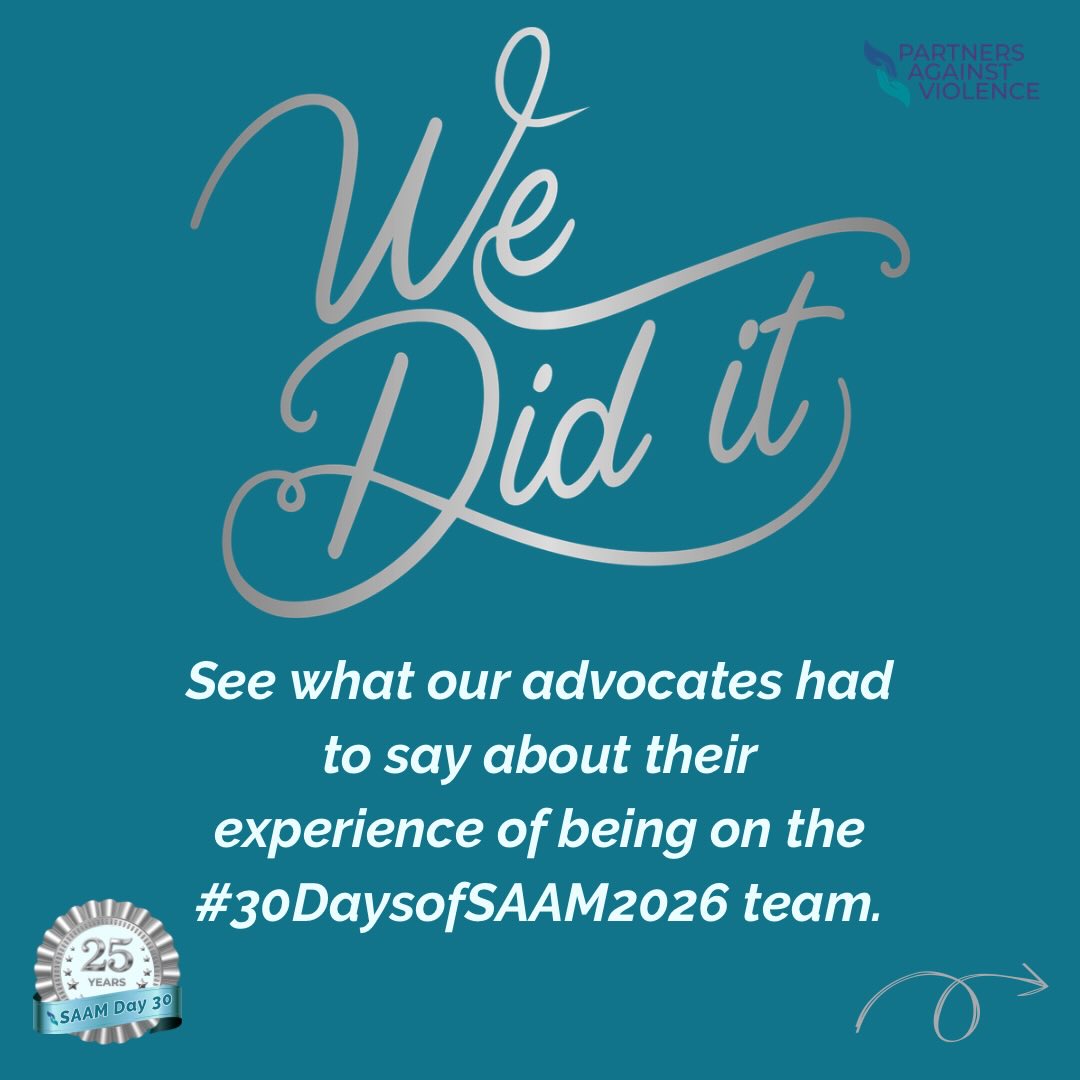 You did it! Here we are at the end of the #30daysofsaam2026 Instagram challenge. #day30 But the end of the fight isn’t today. We continue to stand with survivors. We continue to advocate. We continue to educate. The fight continues… We are thankful to @nsvrc for creating this challenge that engages communities around the country. We are all in this together! Here’s to 25 years stronger and 25 more to come continue growing.
What was your favorite #saam2026 post? Tell us in the comments.