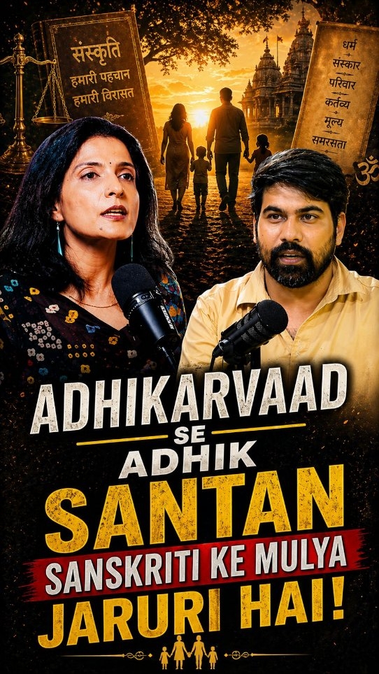 Sanatan Sanskriti ke Mulya Sabse Adhik Mehtvapoorna Hai!
This is just a very small section of a very thought-provoking discussion of almost 90 minutes. Watch now on YouTube to Understand the manipulative lies Told in Indian History.
Complete Video Title: Why are Hindu's the way they Are? Ami Ganatra Tells Us Why! Shastras Aren’t What You Think They Are!
New podcast on our YouTube channel.
Find the full video on
The Manthan Podcast:
Video Link: https://youtu.be/zkcn71UycRY