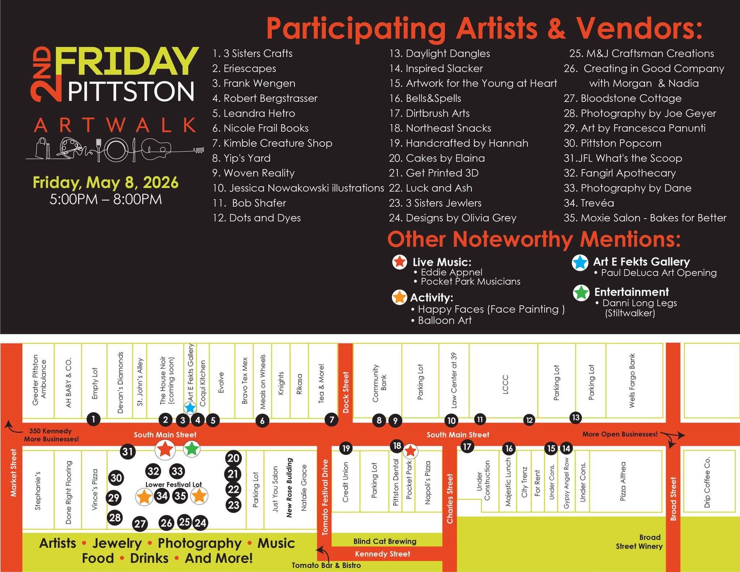 THIS FRIDAY ✨
.
.
Join us in downtown Pittston from 5pm-8pm for the first 2nd Friday Art Walk of 2026!
