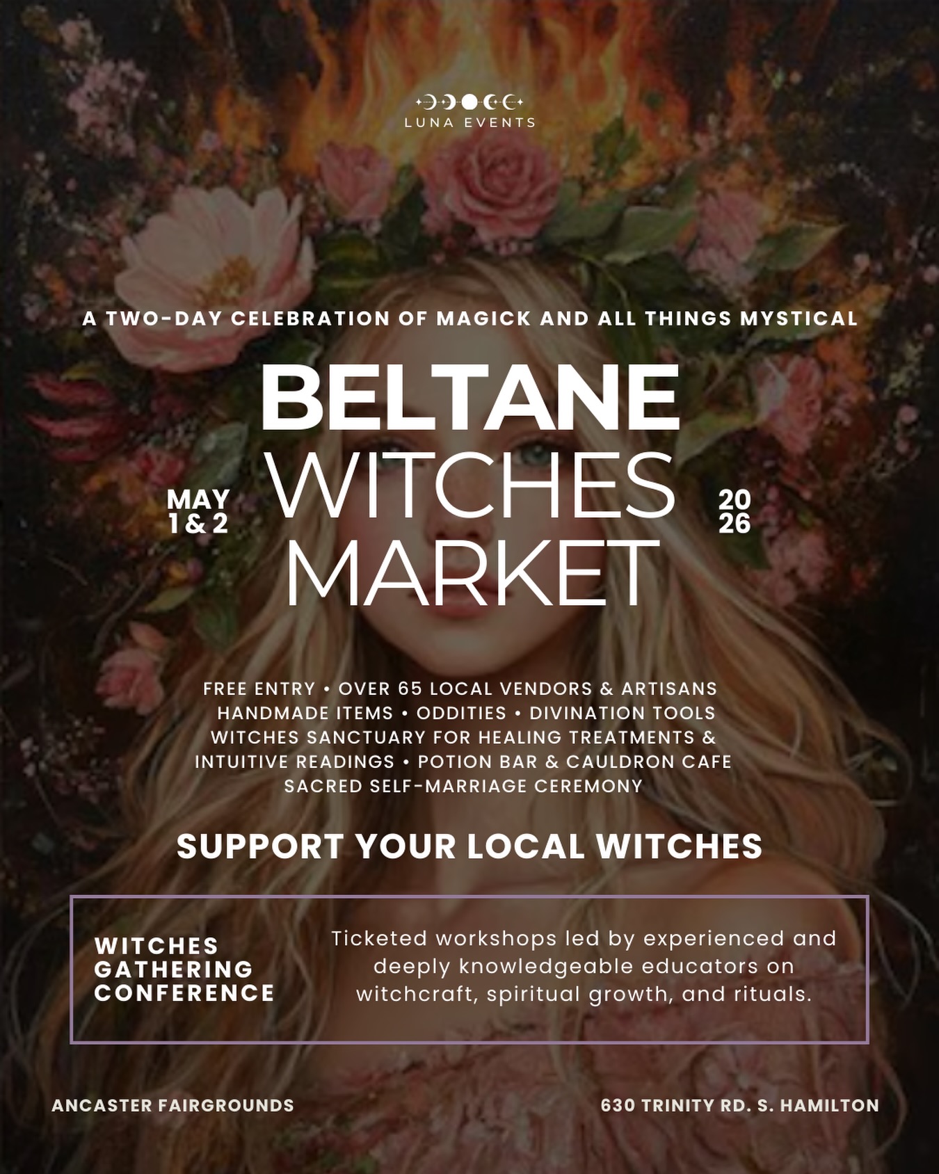 ✨ THIS WEEKEND! ✨
We’re heading to the Beltane Witches Market on May 1st & 2nd at the Ancaster Fairgrounds with @lunaeventscanada !
🌙 65+ Vendors
🌙 Potion Bar & Cafe
🌙 Witches Sanctuary
🌙 FREE ENTRY
Come support local makers and find something truly unique. We can’t wait to see you there! 🩷