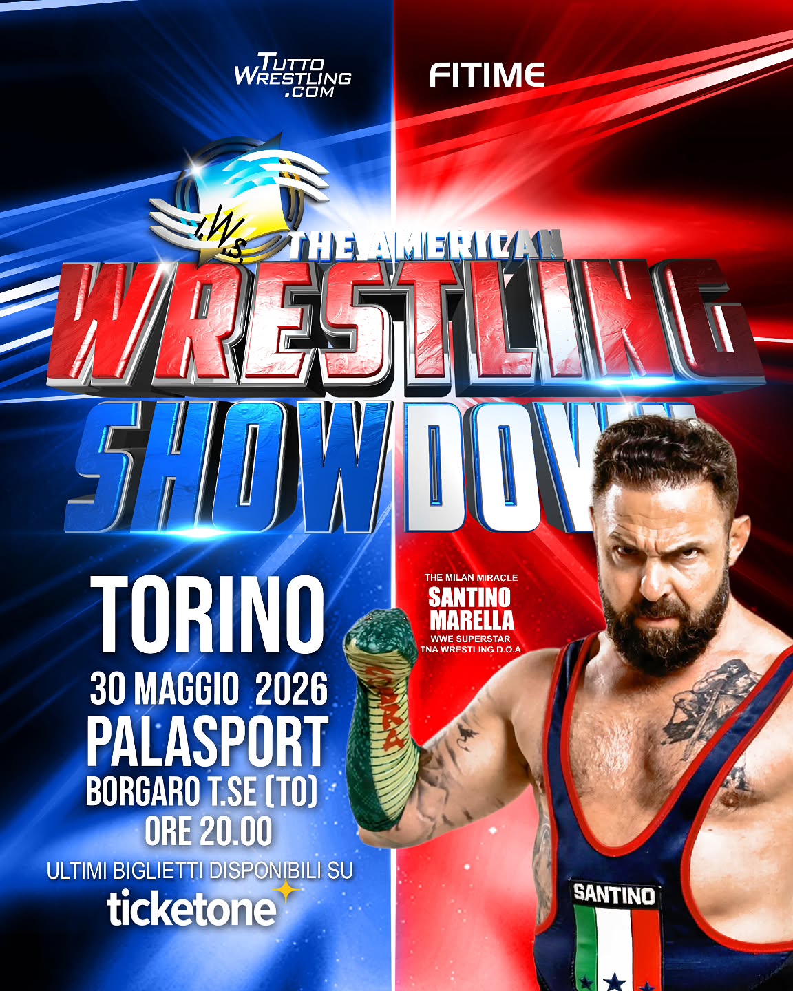 🚨 ANNUNCIO UFFICIALE 🚨
🇮🇹 SANTINO MARELLA RITORNA IN IWS 🇮🇹
Pluricampione WWE tra cui United States e Intercontinental Champion ed attuale figura dirigenziale TNA Wrestling.
✨️Santino torna in IWS dopo il main event del 2017 per mettere ordine…e quando c’è lui, nulla è prevedibile🐍
💥Ve l’avevamo promesso che sarebbero state tante le sorprese per IWS SHOWDOWN 2026 a Torino.
The Milan Miracle ritorna in Italia con il suo carisma, esperienza e un palmarès costruito sui palcoscenici più importanti al mondo.
Superstar già annunciate:
Carlito
Kalisto
Santino Marella
Trent Seven
💣 E con loro anche:
Luigi Primo, Amale, Dream, El Dinamico, Jupiter, Kiara e molti altri👀
TORINO il weekend del Grande Wrestling inizia qui
🗓IWS THE AMERICAN WRESTLING SHOWDOWN
📍 Torino – 30 Maggio 2026
🏟️ PalaSport Borgaro
⚠️ BORDO RING SOLD OUT
🎟️ ULTIMI BIGLIETTI DISPONIBILI IN TRIBUNA SU TICKETONE
Non aspettare l’ultimo momento.
#IWSWrestling #AmericanWrestlingShowdown #WrestlingItalia #Wwe #Torino