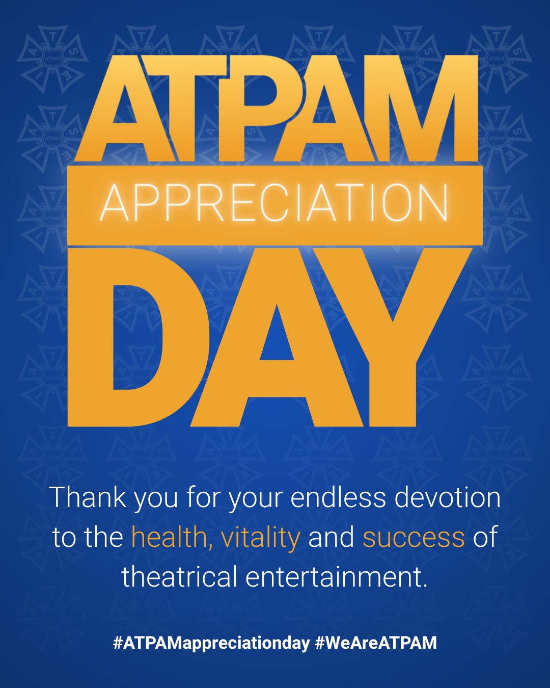 It's the 3rd Annual #ATPAMAppreciationDay! π A time to celebrate the hardworking #ATPAM company managers, press agents, and theatre managers whose contributions ensure a strong and successful industryβ¦on Broadway, Off-Broadway, and across North America.
This now annual celebration originated on the 30th anniversary of ATPAM joining the International Alliance of Theatrical Stage Employees (@IATSE).
To participate in the celebration today, head to our Instagram Stories and use our shareable story cards to give a shoutout, or share your own photo, video, or backstage moment and tag usβ use hashtag #ATPAMAppreciationDay so we can share and celebrate with you!
Follow along on our stories today as we share the many recognitions of ATPAM members across our community. And of course, donβt forget to thank a fellow #ATPAM member today IRLβ they deserve it! π