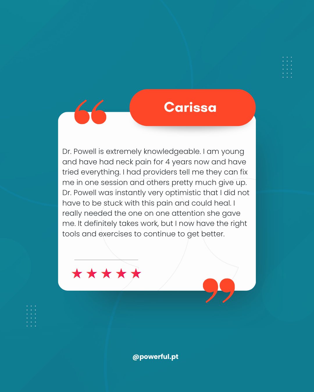 Chronic pain doesn’t mean permanent pain.
After years of ongoing neck pain and no real answers, this client finally got what they needed—clear guidance, one-on-one attention, and a plan built for long-term results.
No quick fixes. No giving up. Just the right tools, targeted exercises, and consistent progress.
Knowledge matters. Personalized care matters more. 💪
👉 Dealing with chronic neck pain? Let’s build a plan that actually works.
📍 www.powerfulpt.com
📞 631-317-1222
📧 info@powerfulpt.com
#NeckPainRelief #ChronicPainRecovery #PhysicalTherapyWorks #MoveBetter #PowerfulPT