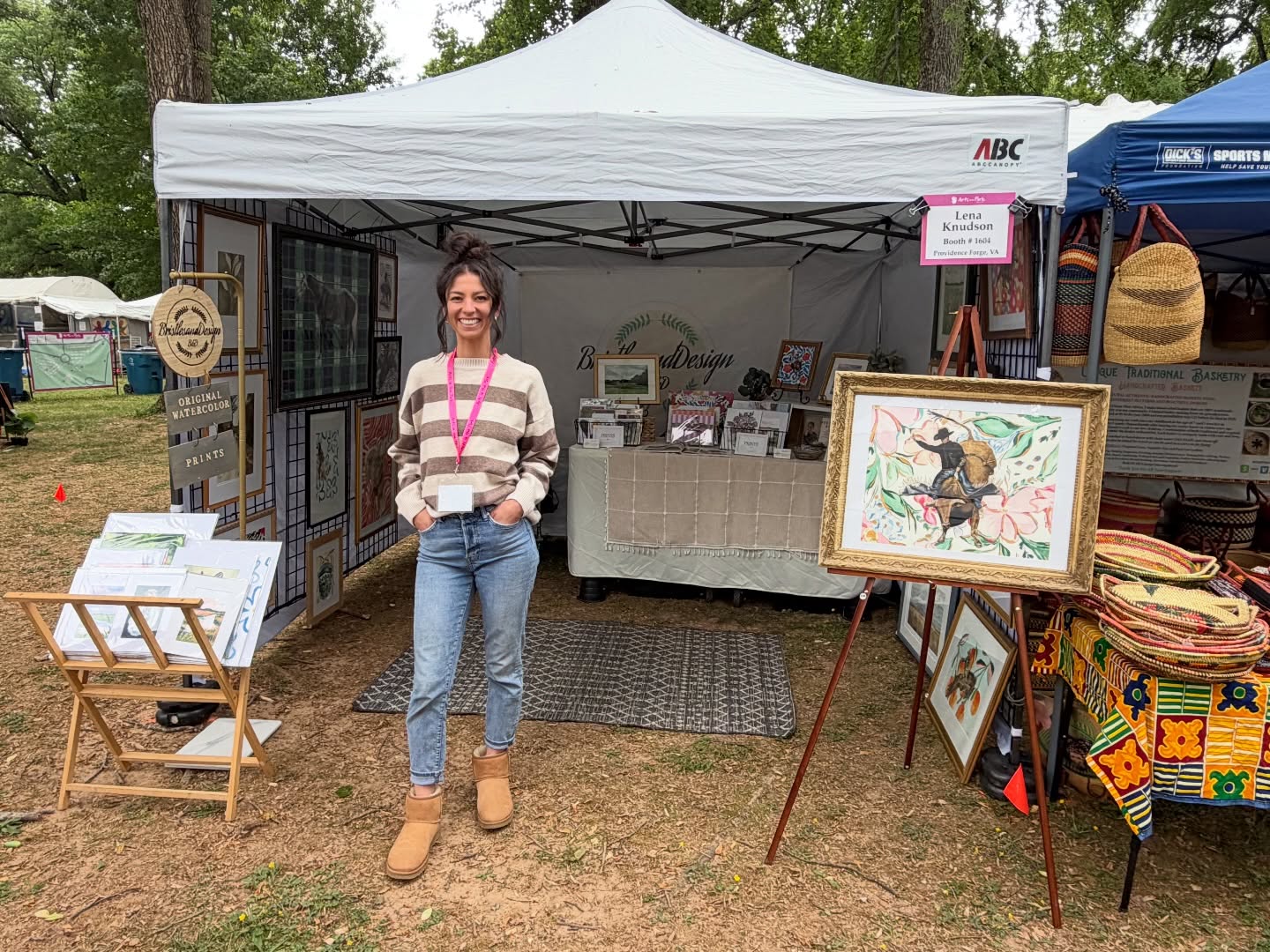 All set up and ready for Day 1 of @artsintheparkrva! We’re setup in spot 1604 and we have all of our originals and prints available!
Catch us today from 11-6pm and tomorrow from 11-5pm! ✨
•
•
•
@bristlesanddesign
#watercolor #richmond #virginiaartist #artcollector #art