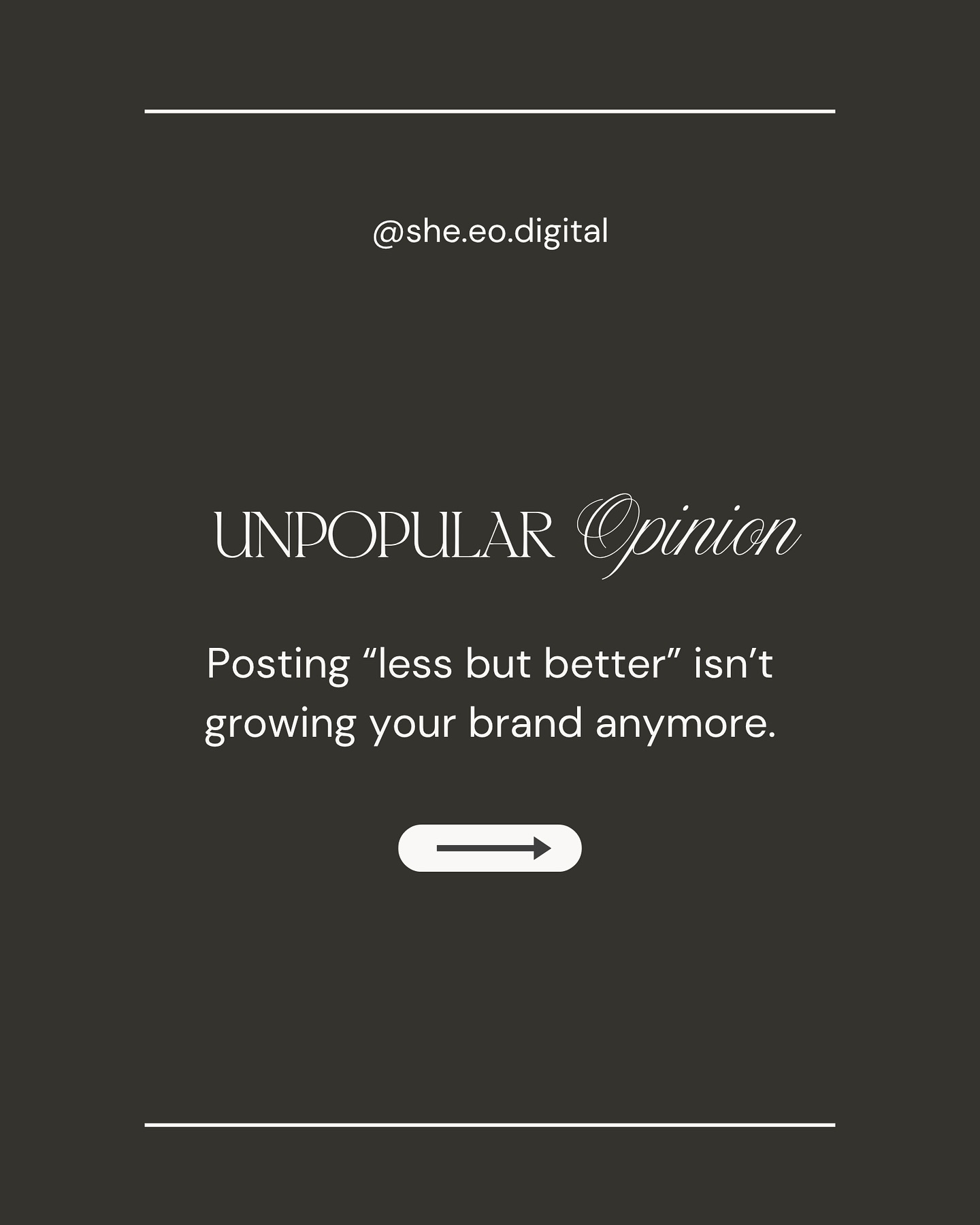 There was a time where I really valued a more “balanced” content approach. Posting with intention, not overdoing it, letting things breathe.
And I still believe there’s a place for that.
But the way people consume content now… it’s different. Faster. More crowded. Easier to get lost in.
So my perspective shifted.
It’s not just about how good your content is anymore. It’s about how often people are actually seeing you.
Because most people aren’t sitting around waiting for your next post. If you’re not consistently in front of them, you slowly disappear from their world.
That’s why our strategy now leans into visibility:
showing up daily, supporting with ads, staying connected through email, creating multiple touchpoints.
Not in a chaotic way. In a deliberate one.
The brands growing right now aren’t necessarily better… they’re just harder to ignore.
Curious where you’re at with this? DM to schedule a consultation.