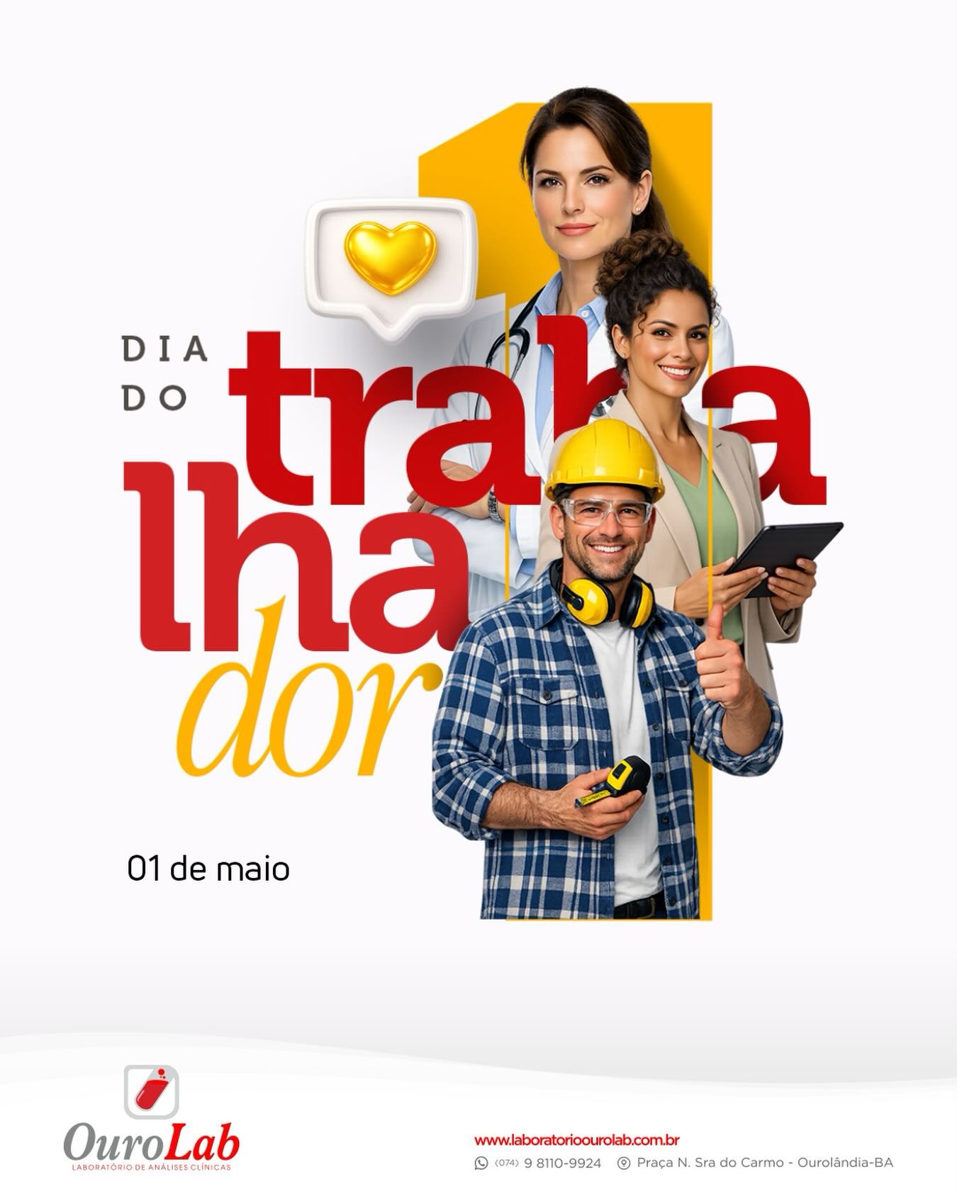 Todos os dias, a nossa rotina só acontece graças ao trabalho de muitas pessoas. E elas merecem o devido reconhecimento por tamanha dedicação, por enfrentarem desafios e contribuírem para o funcionamento da sociedade.
Para solicitar mais informações ou orçamentos entre em contato com nossa central de atendimento:
Central de Atendimento:
📱 7498110-9924 ( Ligação/ WhatsApp )
💻laboratorioourolab.com.br