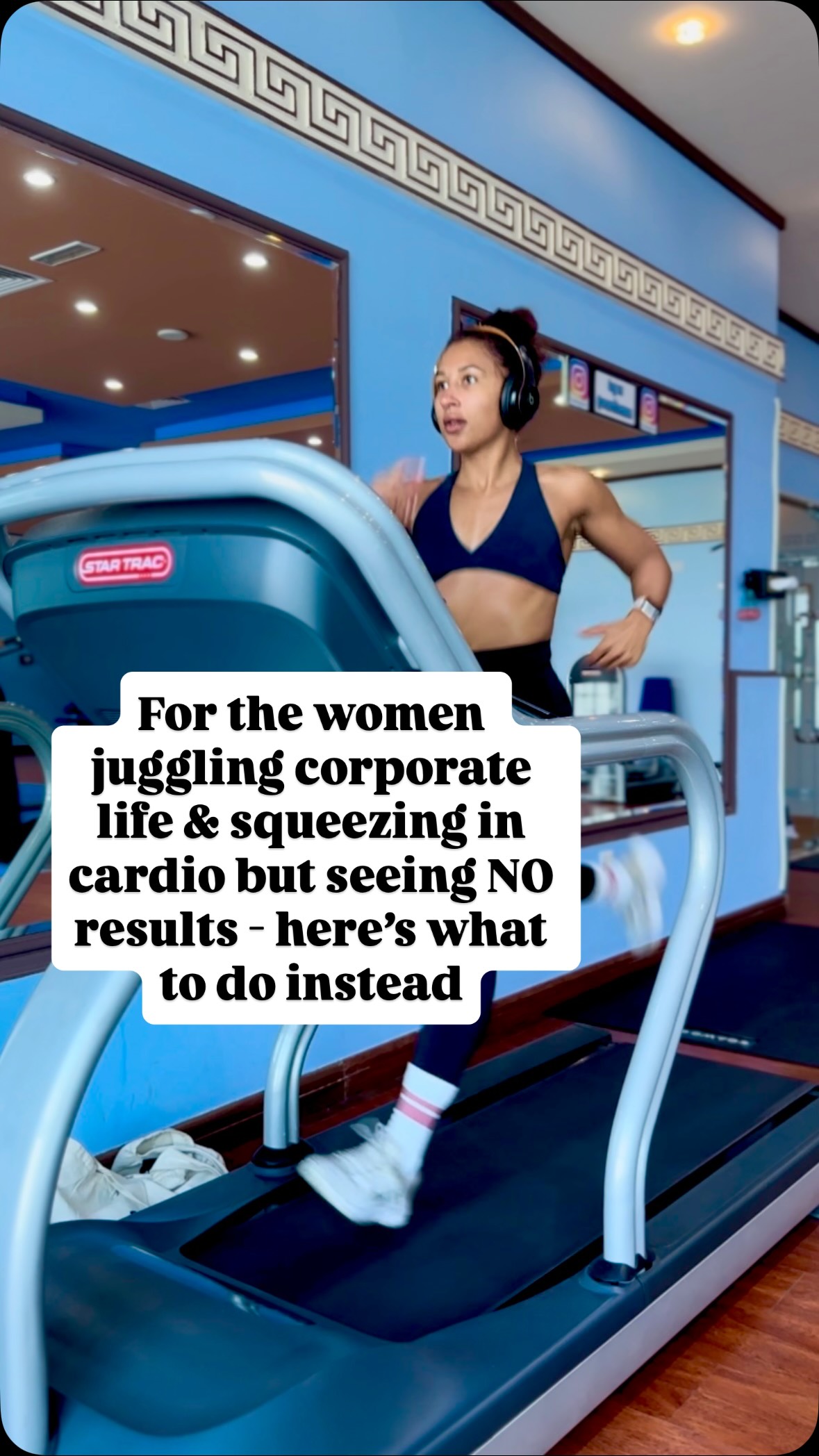 The women I work with have very full plates: work is full on, energy is limited…so when it comes to exercising, cardio feels like the most efficient option
Quick session. Sweat 💦 Calories burned. Tick ✔️
But now you’re more likely:
• constantly drained, low energy and moody
• your nutrition becomes reactive (esp protein) eg you finish sessions hungrier than before and end up overeating, or you’re under-nourished from not eating enough to handle the cardio output
So you’re putting in all that high exertion effort… but not actually moving forward 🥲
Cardio isn’t the problem, but relying solely on it is where most women get stuck
DM me “CARDIO” if you want me to show you how I’d tweak your weekly exercise split to properly align with your goals
@thewaiway
