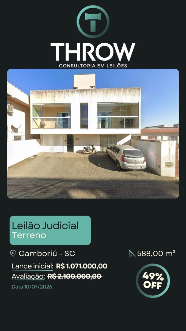 Imóvel no centro de Camboriú com possibilidade de compra por cerca de 50% abaixo do valor inicial.
Edificação dividida em duas frações, com construções em 1 e 2 pavimentos, com indicação de múltiplas unidades residenciais, perfil ideal para renda com locação.
Localizado no centro da cidade, próximo ao cemitério municipal, em região consolidada e com demanda constante por moradia.
Valor inicial: R$ 2.100.000,00
Valor no 2º leilão: R$ 1.071.000,00
Aceita lance parcelado, conforme regras do edital.
Esse tipo de imóvel costuma chamar atenção de quem busca gerar renda com locação ou reorganizar unidades existentes.
🔗Fale conosco pelo direct ou clique no link da bio e veja como arrematar imóveis em leilão com segurança, rentabilidade e o suporte completo da Throw Leilões.
#ImóvelEmLeilão
#CamboriúSC
#InvestimentoImobiliário
#RendaImobiliária
#ThrowLeilões