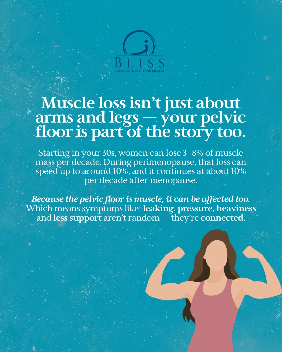 If things feel different in your body during perimenopause…
There’s a reason 🤍
Muscle mass naturally declines with age – and your pelvic floor is part of that system.
So when support changes, your body feels it.
But this isn’t something you have to accept.
With the right guidance, you can rebuild strength, support, and confidence.