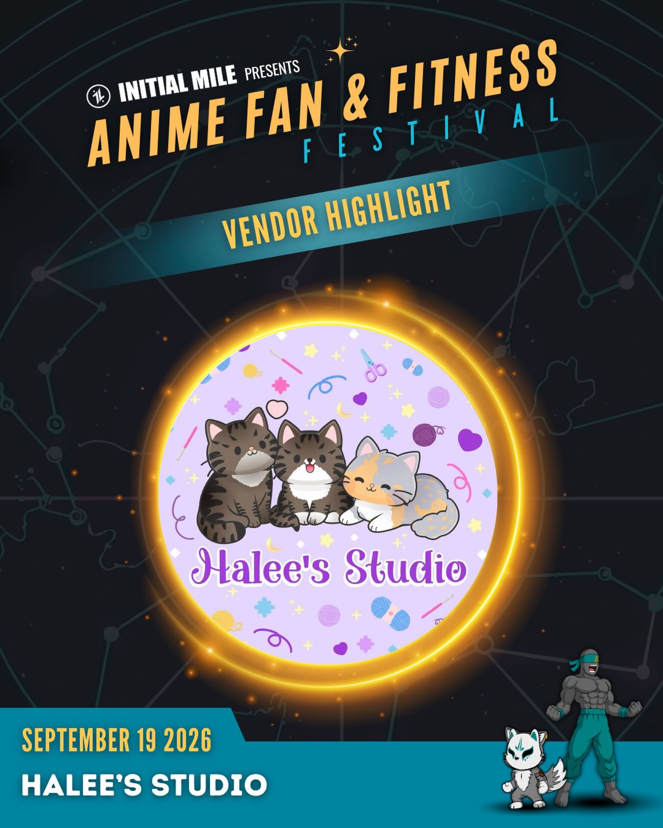 Welcoming back @halees.studio to our Second Anime Fan and Fitness Festival. Join us on Saturday September 19 in Gilroy to pick up some of her 100% handmade crochet items and sticker prints! #animefanandfitnessfestival #initialmile #fitnessfestival #animefestival #bayareaevents