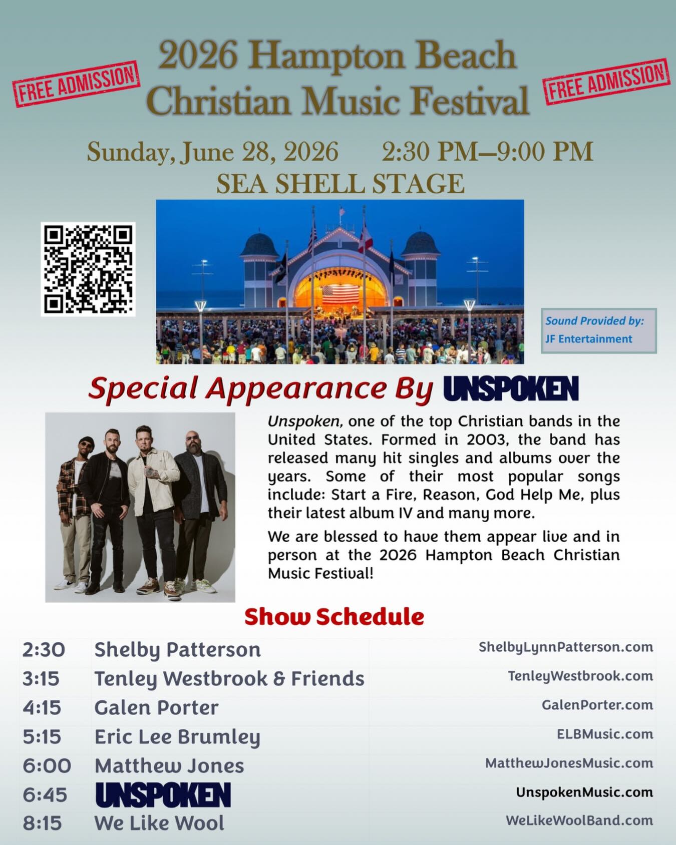 I’m stoked that I get to be a part of the Hampton Beach Christian Music Festival this summer, alongside some amazing artists! And somebody pinch me, because getting the chance to share the same stage as @unspokenmusic isn’t something I saw coming - but God! These guys have always been such a huge inspiration for me; and their music has been on a loop in every season of my life since I first heard them back in 2014. So yeah, this is a surreal moment. Only God could do something this good 🙌
Let’s go, Hampton Beach! ☀️🌊🎶🔥
@matthewjonesmusic @shelbylynnpatterson @ericleebrumleymusic @christianfilmproductions