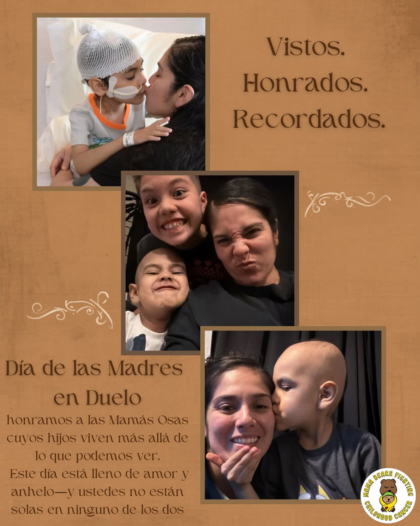 Hoy, en el Día Nacional de las Madres en Duelo, honramos un tipo de fortaleza que el mundo no siempre ve.
En Mama Bears Fighting Childhood Cancer, caminamos junto a madres que han enfrentado lo inimaginable: luchando por sus hijos con todo su ser y, para algunas, aprendiendo a vivir con una pérdida que nunca las abandona.
A nuestras “mamás osas” en duelo: su amor es feroz, infinito y está tejido para siempre en lo que ustedes son. Sus hijos importan. Sus historias importan. Y nunca dejaremos de pronunciar sus nombres. 💜
Hoy, invitamos a nuestra comunidad a solidarizarse con estas madres:
✨ Compartan sus historias
✨ Pronuncien los nombres de sus hijos
Su apoyo nos ayuda a brindar aliento a las familias y a asegurar que ninguna madre recorra este camino sola.
Donen, involúcrense o infórmense más, porque cada niño, cada madre y cada historia merecen ser vistos.
#DíaDeLasMadresEnDuelo #MamaBears #ConcientizaciónSobreElCáncerInfantil #ApoyoALasFamilias #NuestrosHijosParaSiempre