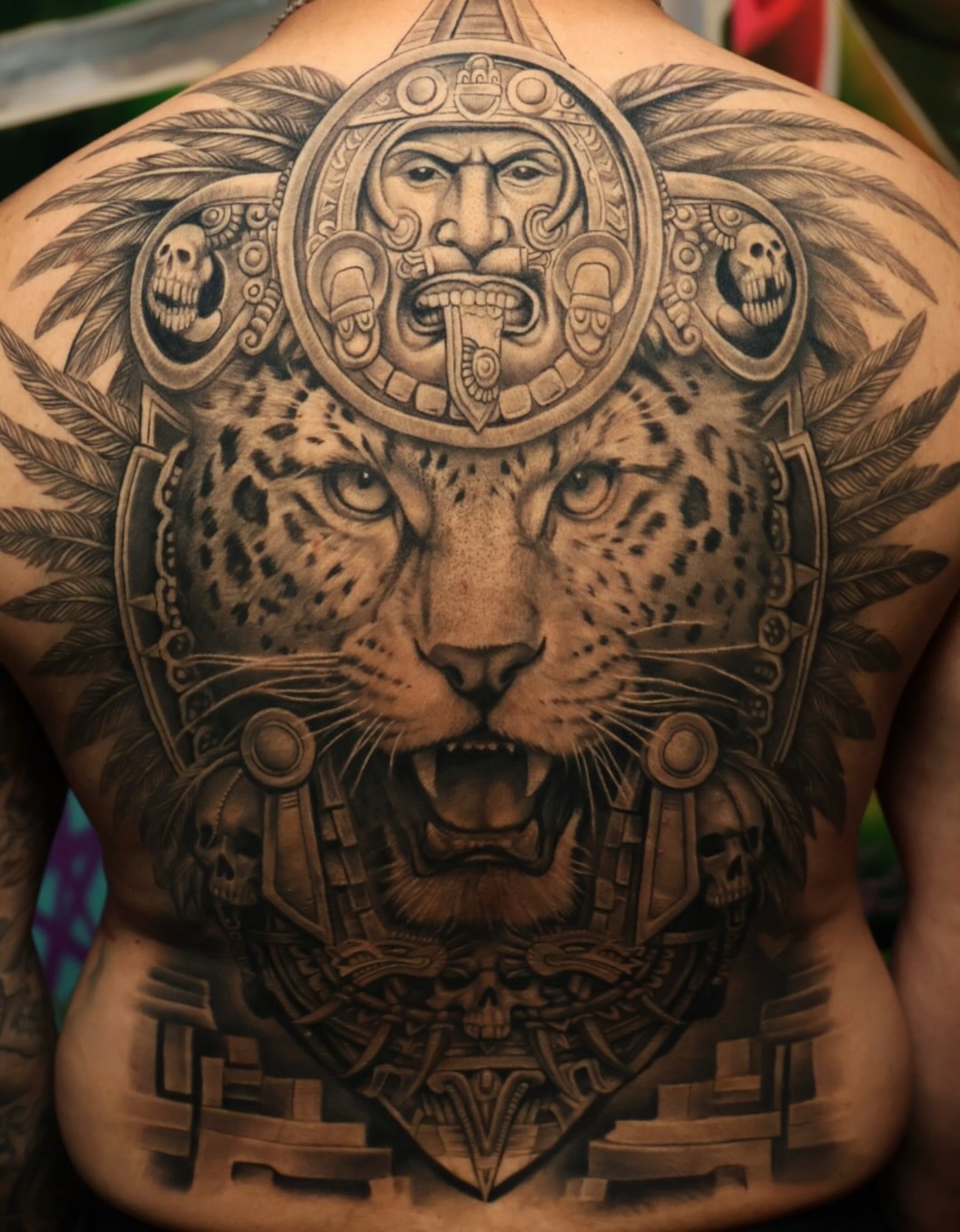 Aztec/Mayan influenced Back piece done by @ajtatt0 BOOKING NOW