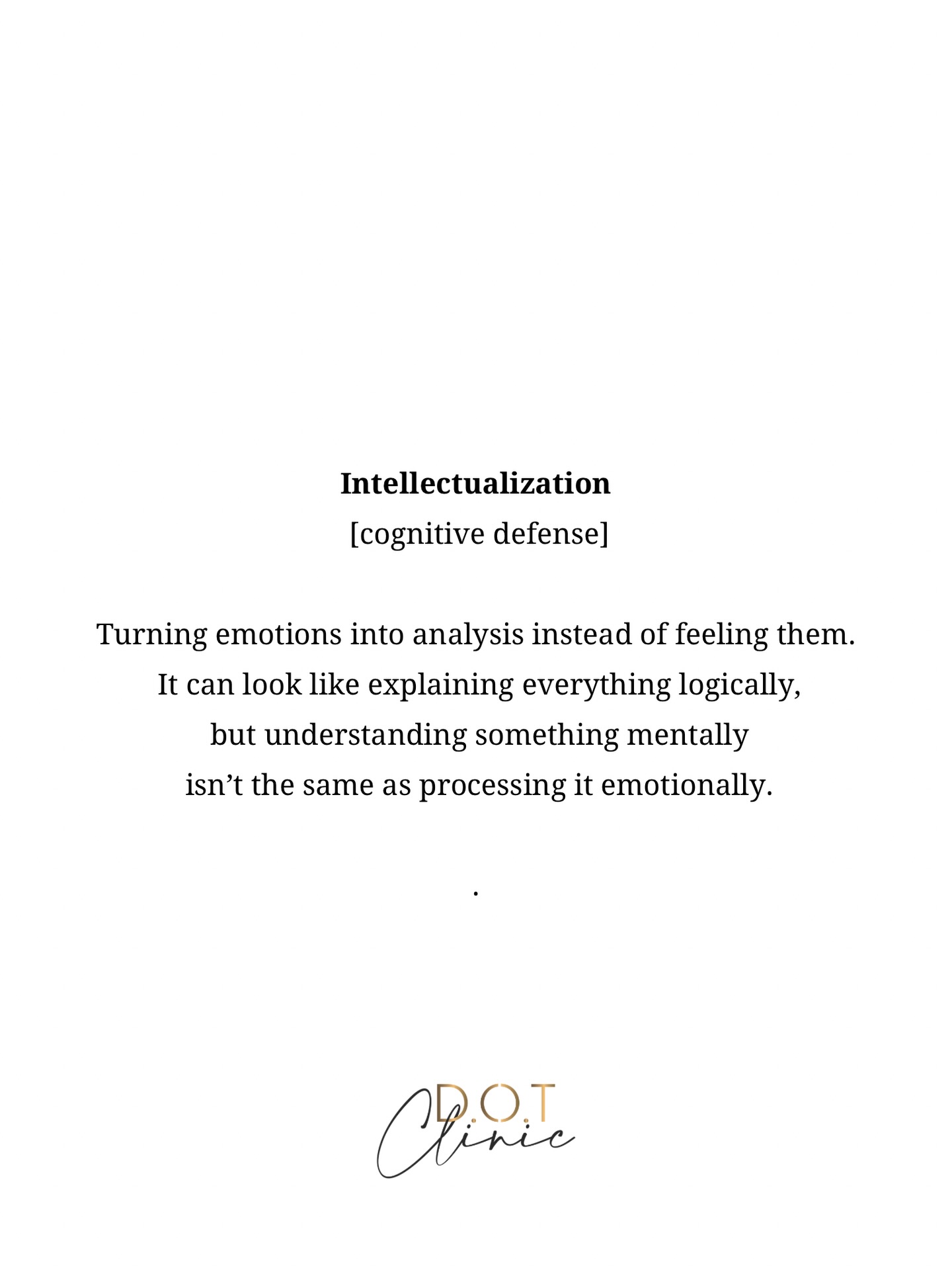 Intellectualisation is a defense mechanism where a person focuses on logic and analysis to avoid engaging with uncomfortable emotions. It creates distance from the feeling, allowing someone to think about an experience rather than actually feel it. Is this you?
#mentalhealth #therapist #counseling #sydney