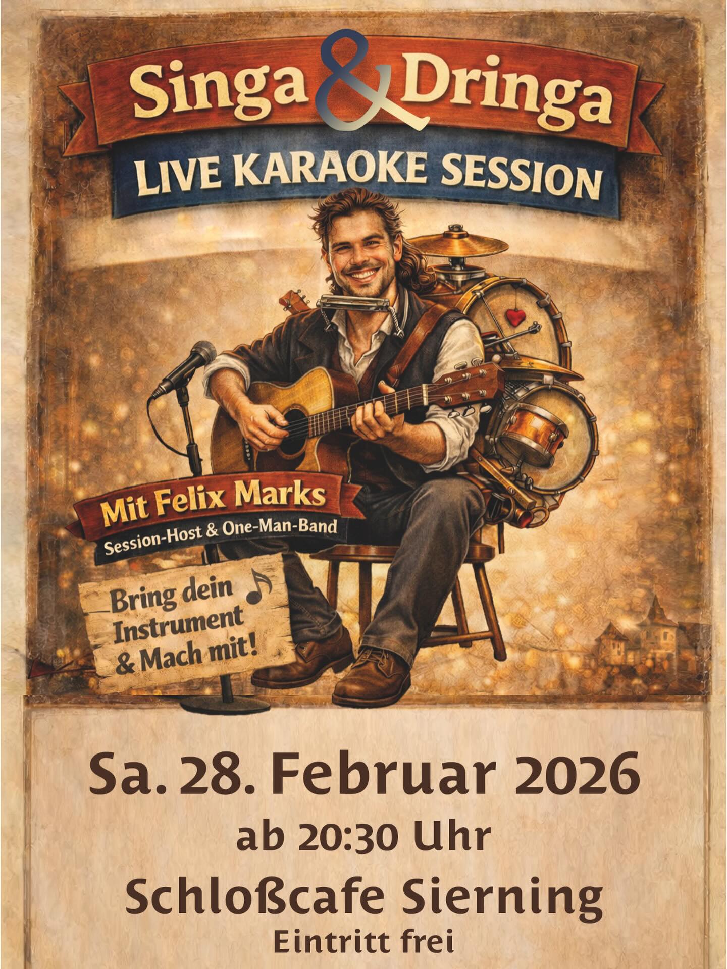 Startschuss für Singa und Dringa.
Sei dabei am 28.02.2026
Singen, Spielen oder einfach Dabeisein.
#live #MusicianLife #Musician #karaoke #fun