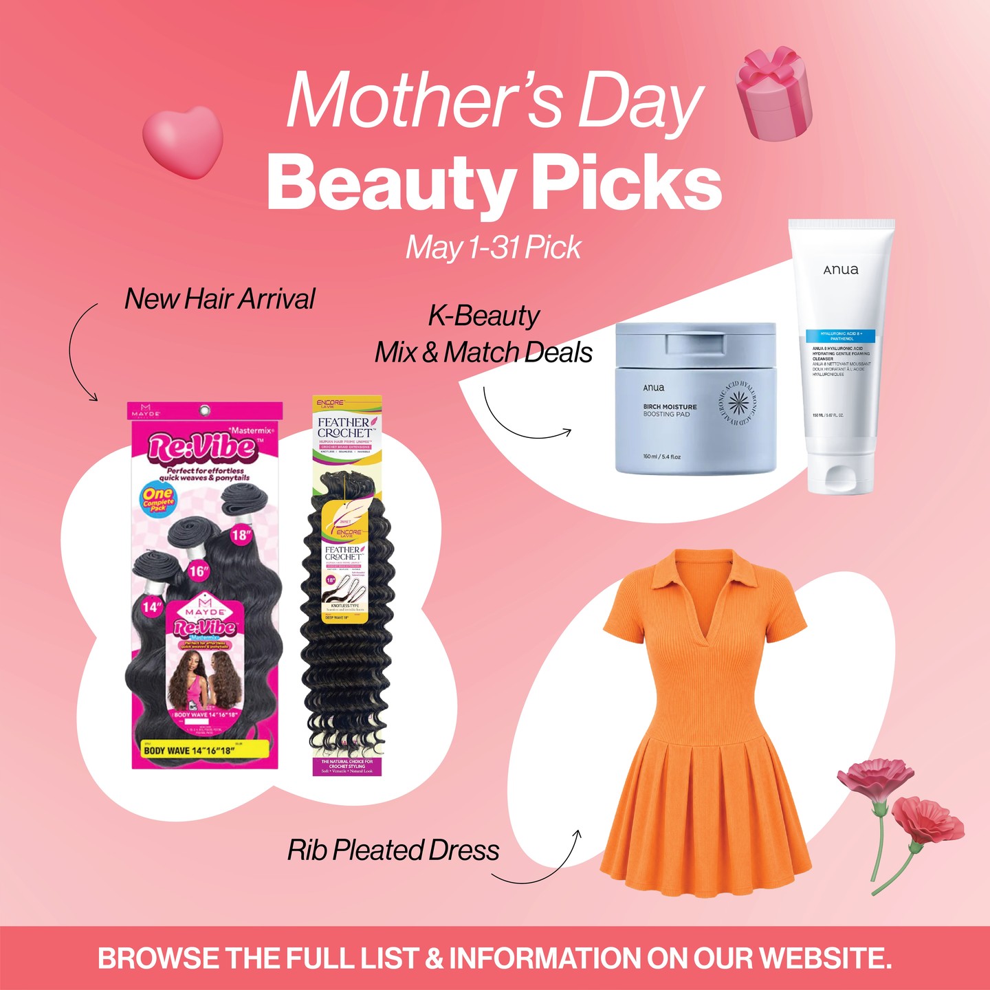 Celebrate Mom — fresh finds are here 💐✨
Swipe to see what’s NEW this month 💖💄
From new hair arrivals to K-beauty deals and beauty must-haves,
we’ve got your Mother’s Day glow-up covered 💕✨
🌸May product list will be updated on our website on May 1st.
For more details, visit our website Monthly Deals Page.
🔗 Link in bio
⚠️ Stock may vary by store.
#BeautyMasterGA #BeautyMasterFL #MothersDay #MothersDayDeals #KBeauty #GiftForMom