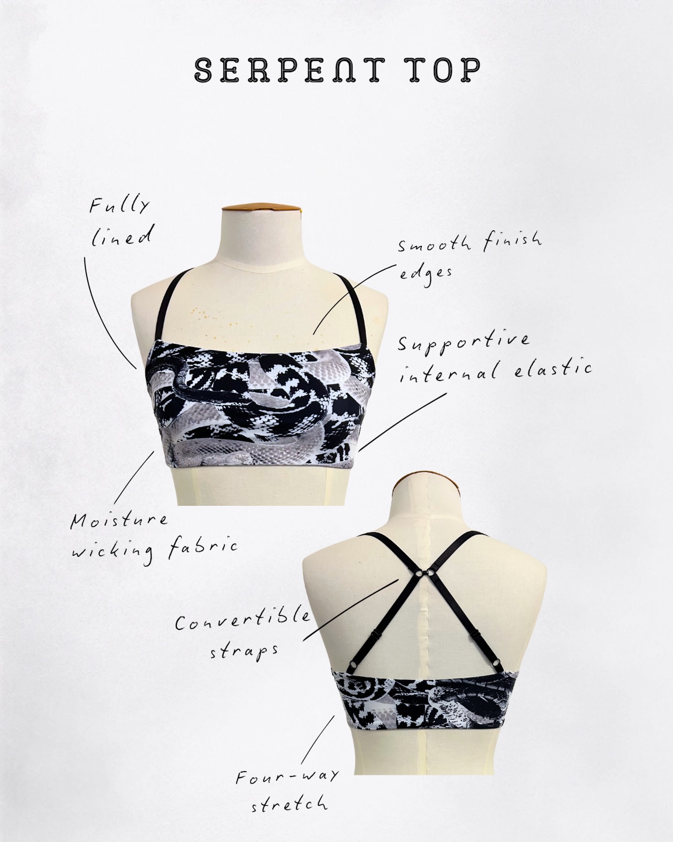 Core ingredients that go into making the Serpent top 🐍
#polewear #snakeprint #sportsbra #activewear #handmade