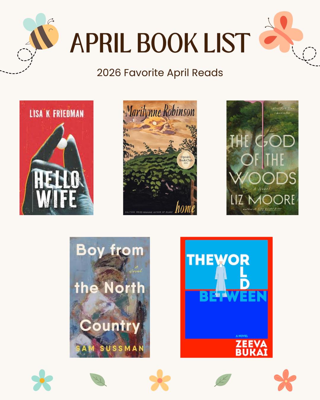 Here are my 5-star reads for April. What are yours?
I read two novels, HELLO WIFE and HOME, that dealt with family and the relentlessness of addiction with compassion, sensitivity, and grace. And the spiritual elements and descriptions of the natural world in HOME left me breathless. I didn't think @zeevabukai could match her debut novel THE ANATOMY OF EXILE (winner of the 2025 Jewish Book Award), but THE WORLD BETWEEN grabbed hold of me from the first paragraph and did NOT let go. I don't read many mysteries but I really enjoyed THE GOD OF THE WOODS, and special thanks to @jennyswift for pushing me to expand my horizons. And double thanks to @whatsournextbook for suggesting BOY FROM THE NORTH COUNTRY, among other things a mother-son story that packs a huge wallop and prompted me to send a big, goopy text to my son @thegelf after I read the last page. Book-clubbers and bibliophiles, I highly recommend @beckymeloan's new substack (@whatsournextbook) if you're on the hunt for the perfect read. It's excellent.