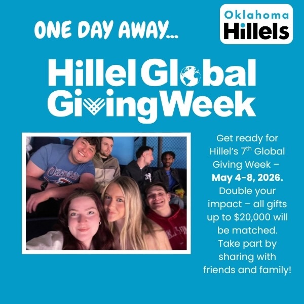 One day away š
Hillel Global Giving Week is almost here ā May 4ā8. Every gift goes further and directly supports the experiences, programs, and community that make Hillel feel like home.
Be part of it. Show up, give back, and make an impact š