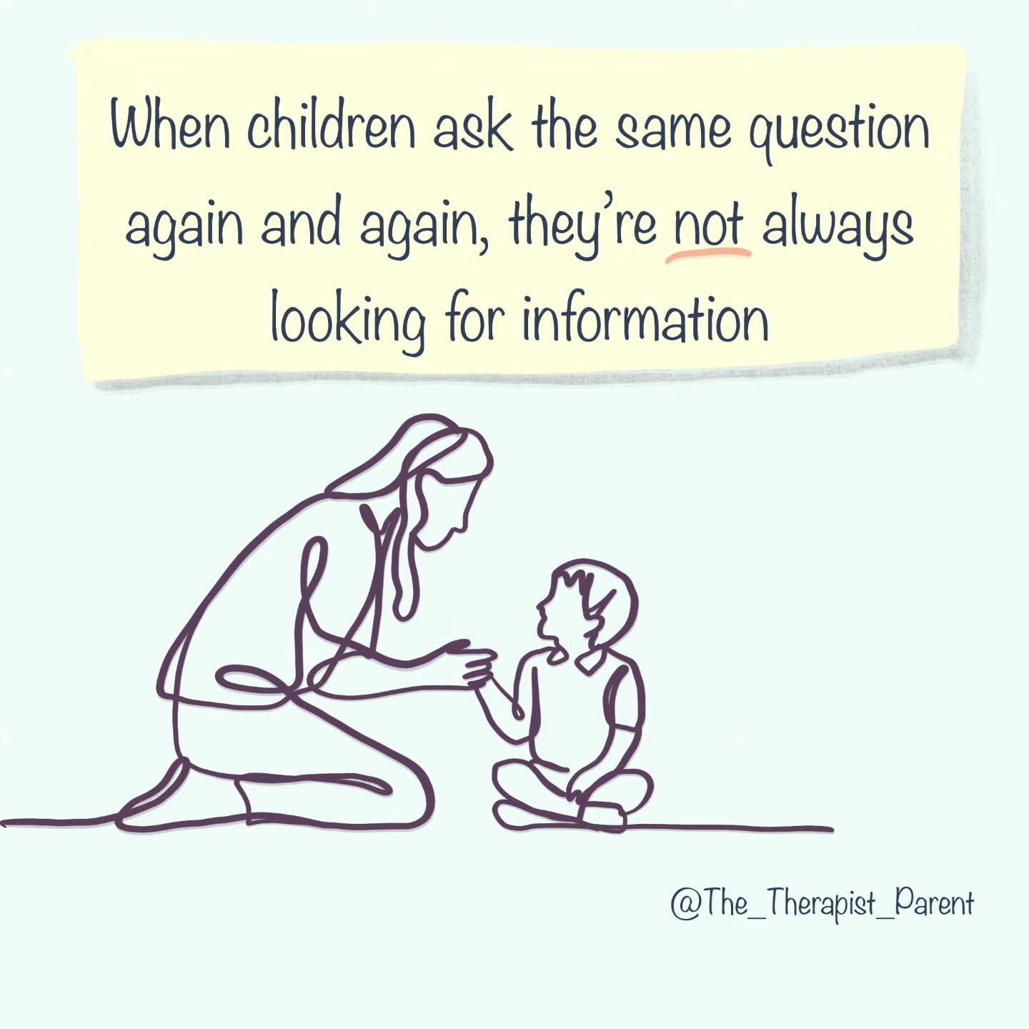 Sometimes children repeat questions because they forgot the answer.
But often, repeated questioning is about regulation through reassurance.
When children feel uncertain, anxious, or dysregulated, their brains seek predictability.
The repeated question isn’t always about getting new information.
It can be an attempt to reduce internal uncertainty.
That’s why simply repeating the answer sometimes doesn’t help.
What helps more is responding to the need underneath:
“I’ve already answered that, and it sounds like your brain is needing extra reassurance right now.”
Then support predictability through:
visual cues
clear time markers
consistent routines
co-regulation
Repeated questions can be a window into what a child’s nervous system is struggling to hold.
Not defiance.
Not manipulation.
Often uncertainty.
Does your child have a question they repeat when they’re feeling unsettled?
More information in my book Guidance from The Therapist Parent. Available on my website www.thetherapistparent.com and Amazon