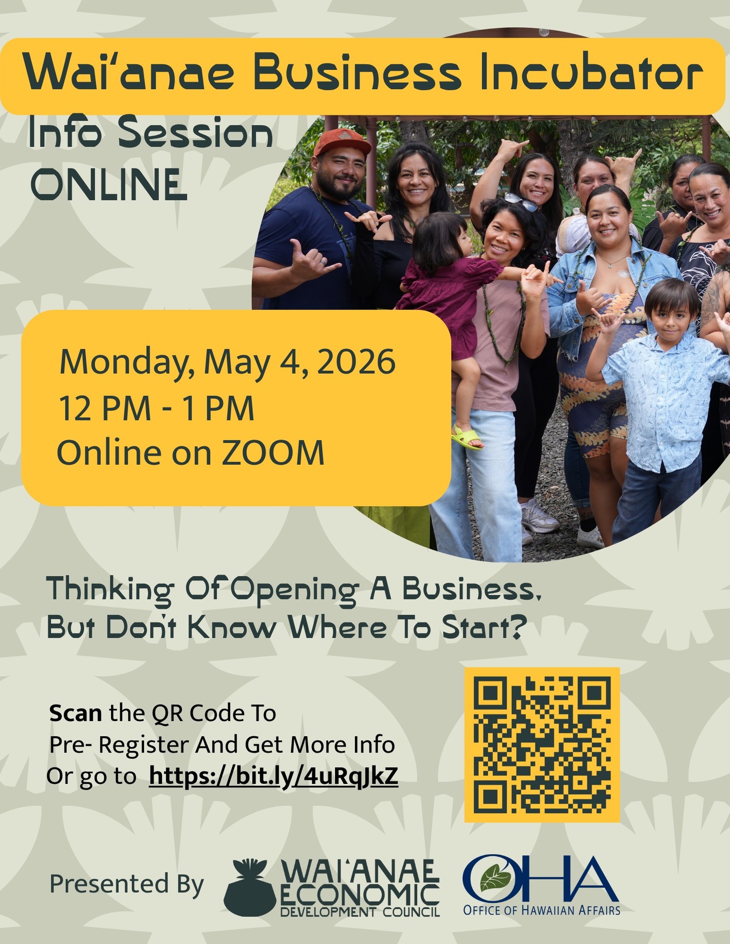 ✨ Ready to turn your ideas into income? ✨
Come out and join the Waiʻanae Business Incubator (WBI) Info Sessions and learn how to start your own business, build skills, and create opportunities right here at home.
We will have TWO Info Sessions next week:
📅 Monday, May 4
⏰ 12:00 - 1:00 PM
📍 Zoom - link in bio or RSVP for Zoom Link
📅 Tuesday, May 5
⏰ 2:00–3:30 PM
📍 WHS Family Resource Center (P8)
Open to students & ʻohana to come learn, connect, and get inspired!
🔗 RSVP: https://forms.gle/E1xZZgUDRt5yk6Q1A
#WaianaeStrong #FutureEntrepreneurs #WBI #StudentSuccess #WEDC