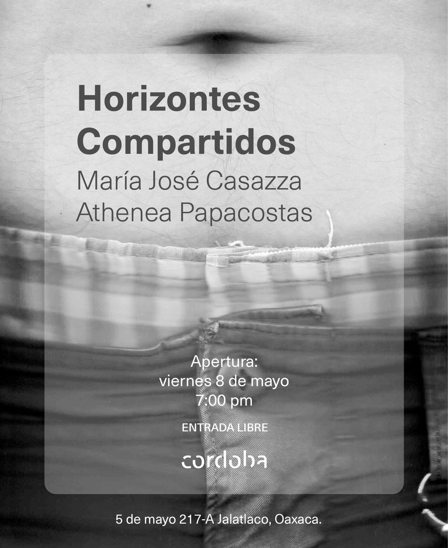 Te invitamos a la apertura de Horizontes compartidos.
Una exposición que propone el encuentro como un espacio de acción: coincidir, moverse, trazar y compartir desde el cuerpo y la experiencia.
Un ejercicio colectivo donde lo común se construye en tránsito, entre gestos, líneas y presencias.
Les esperamos para ser parte de este momento.
📍 Córdoba Lab 08 de Mayo 2026
.
.
.
#exposiciondearte #galeriadearte #oaxacadejuárez #arteoaxaca