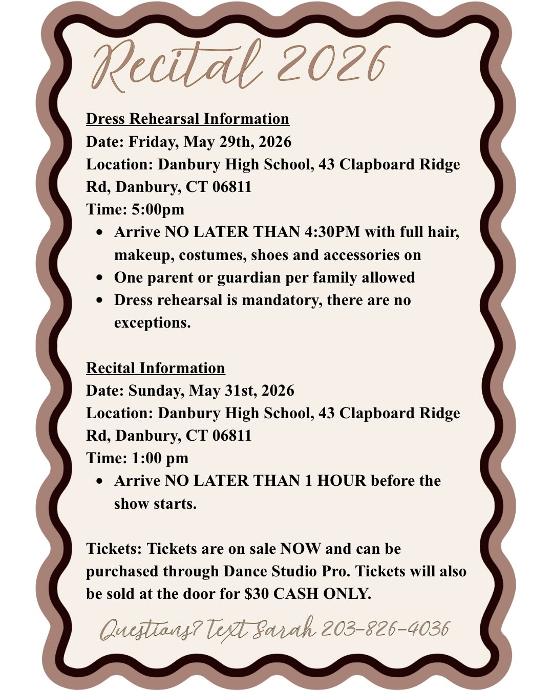 Recital 2026 info ✨👉 swipe for all details!
