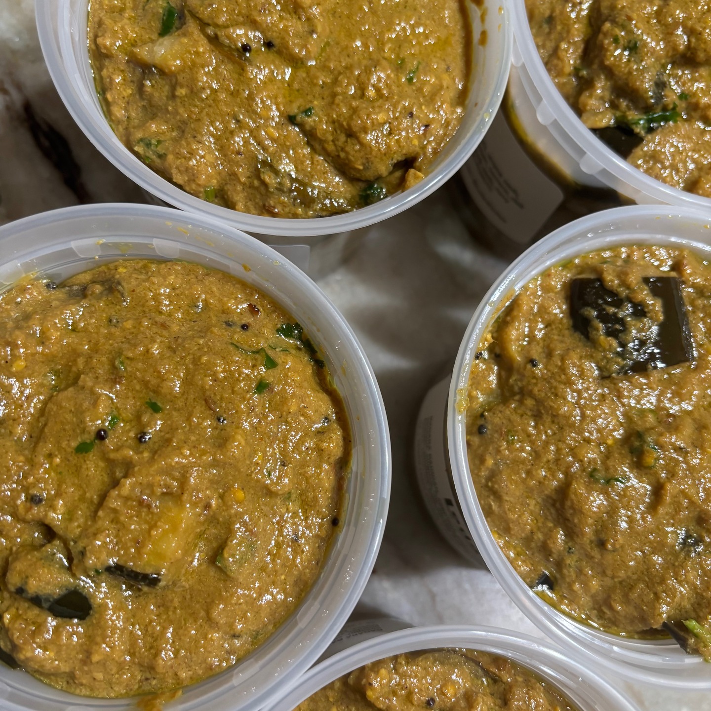 Bagara Baingan (eggplant in tangy peanut coconut sauce) at Leda's Kitchen this week.