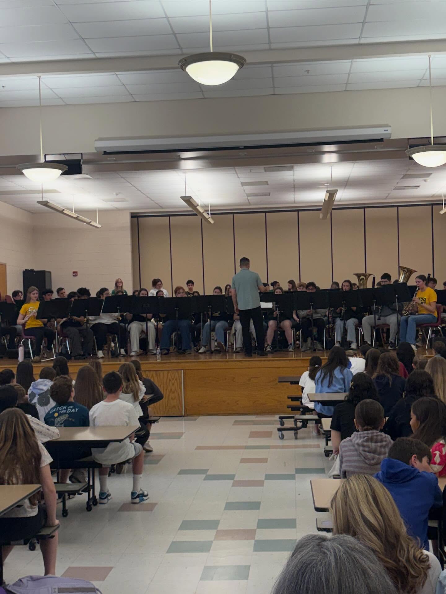 On Friday the Wind Symphony visit Pleasant Valley School to perform for the 6th Grade students. The band performed music from Chicago, Annie, and New York, New York, among others.
Thank you to Mr. Bader for helping to organize this event, and thank you to the students and teachers at PVS for being such a wonderful audience! We hope to see many of the students next year at the middle school!