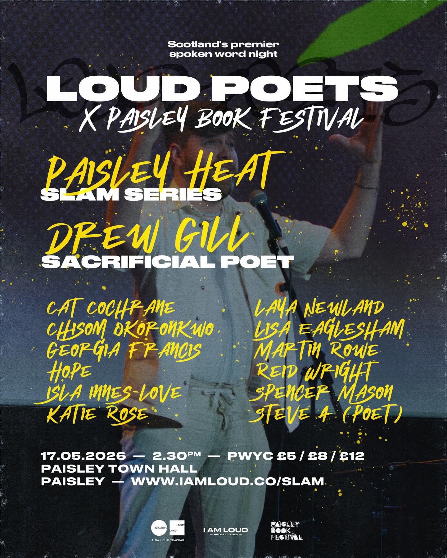 I can’t believe I’ll be competing in the Paisley Heat of the @iamloudpro Slam Series 25/26!! 🤩
LOOK at this lineup!! The competition is going to be fierce 💪🏻 Get your tickets from @paisleybookfest to catch this incredible show live!! 🎫
The slam is on Sunday, 17th May, 2:30pm, at Paisley Town Hall—be there!! 🫶🏻
#imagedescription - Poster for Loud Poets’ Paisley Slam at Paisley Town Hall for Paisley Book Festival. Second image a performance shot of Georgia taken by Alastair Watson.